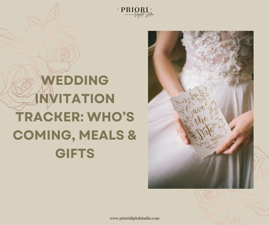 Wedding Invitation Tracker: Who’s Coming, Meals and Gifts