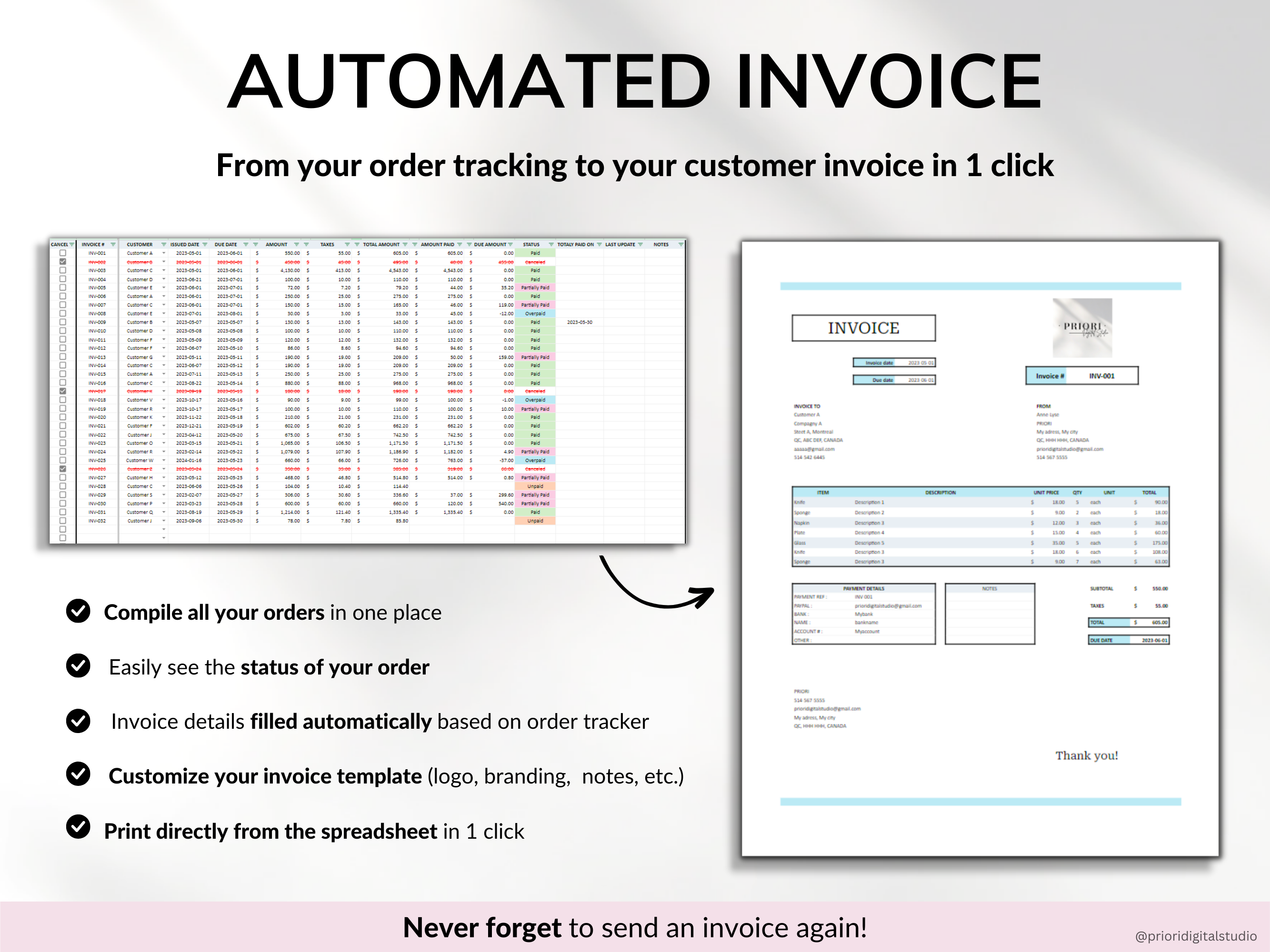 Small Business Bundle Bookkeeping Inventory Tracker Order Tracker Product Handmade Pricing Calculator Smart Bill Calendar Google Sheet Excel