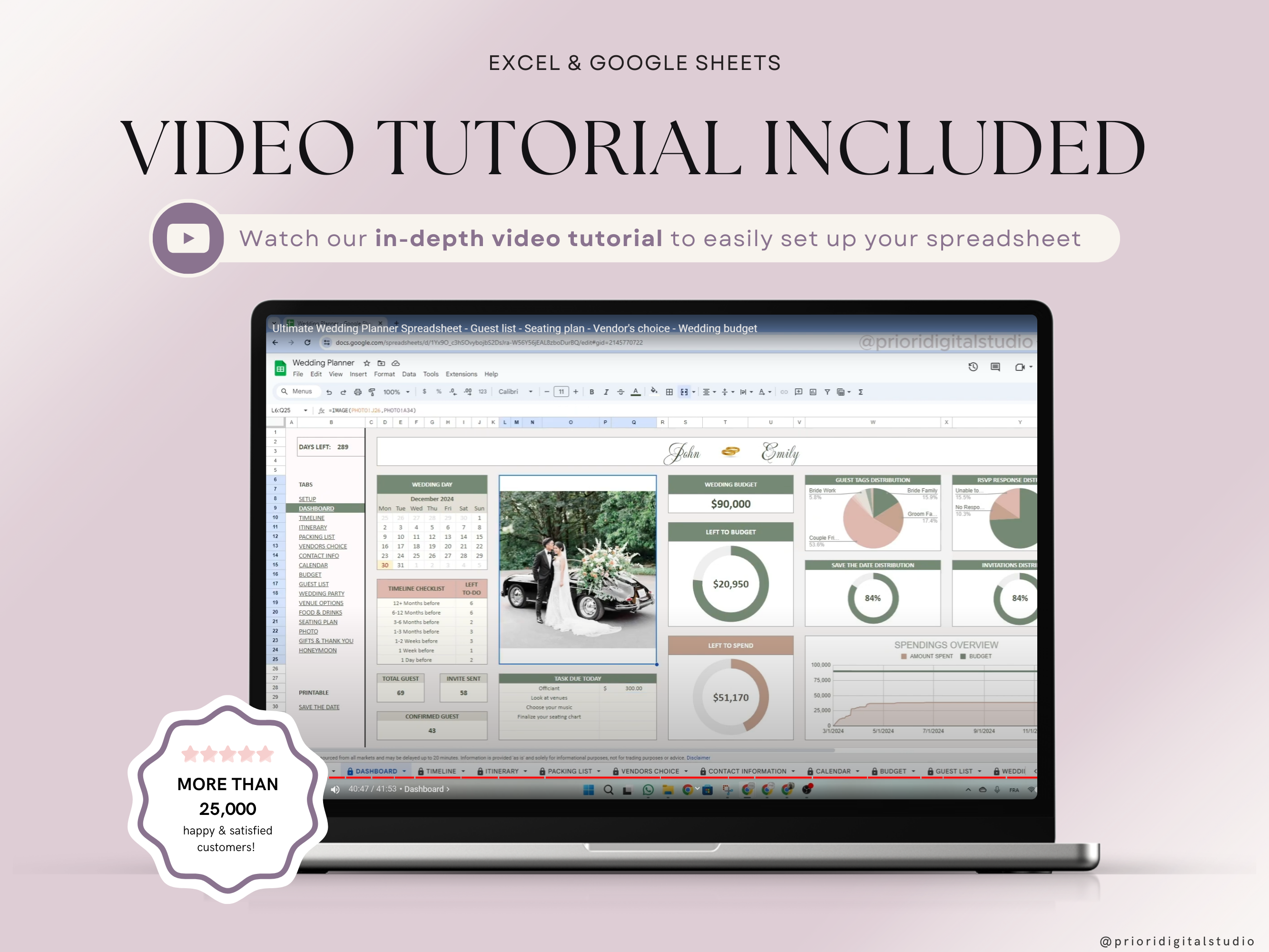 Wedding Planner Spreadsheet Wedding Budget Tracker Honeymoon Planner Checklist Guest List Tracker Wedding Travel Itinerary Seating Plan Excel Google Sheets#color_lavender