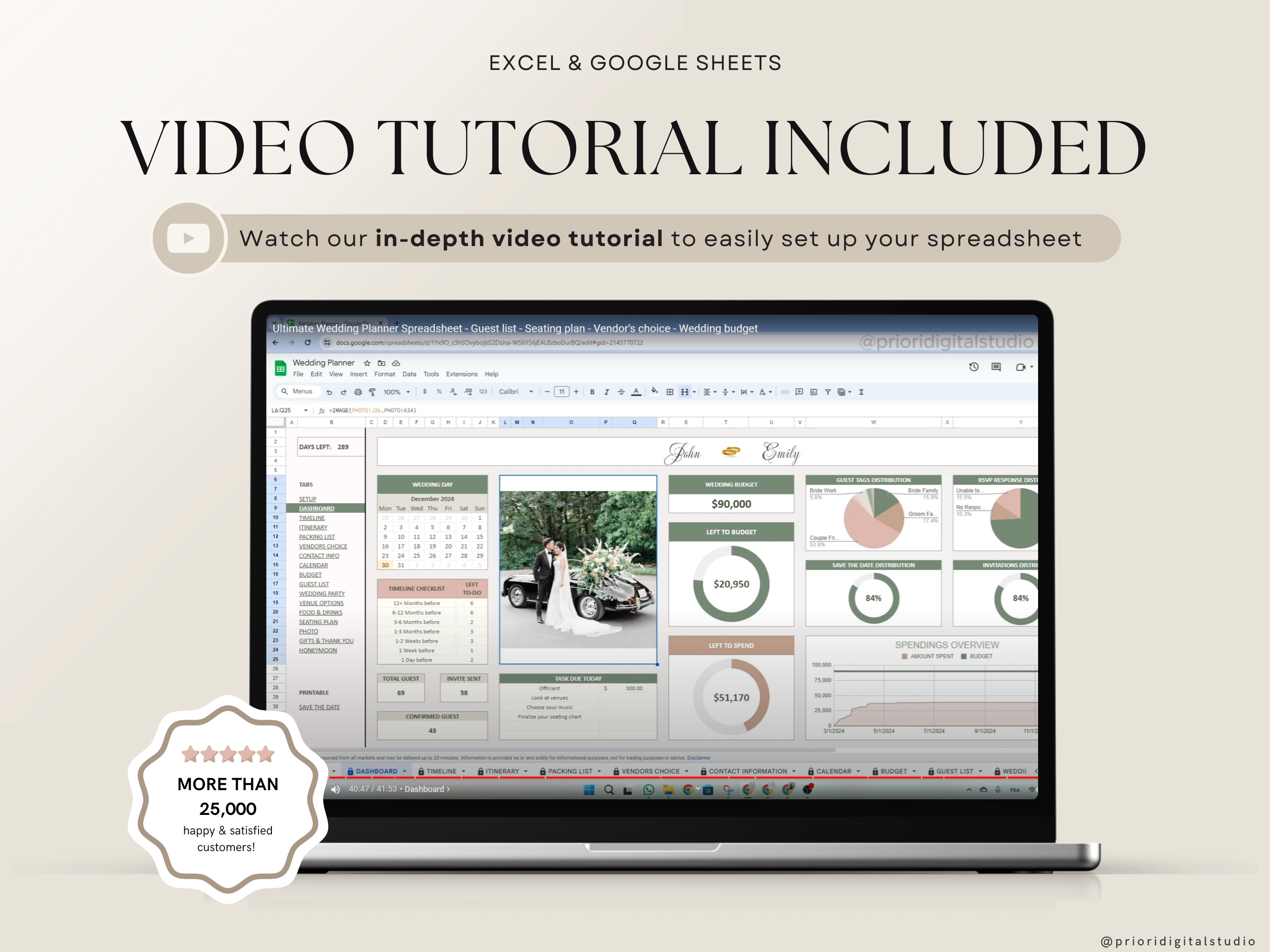Wedding Planner Spreadsheet Wedding Budget Tracker Honeymoon Planner Checklist Guest List Tracker Wedding Travel Itinerary Seating Plan Excel Google Sheets#color_rosy-sage