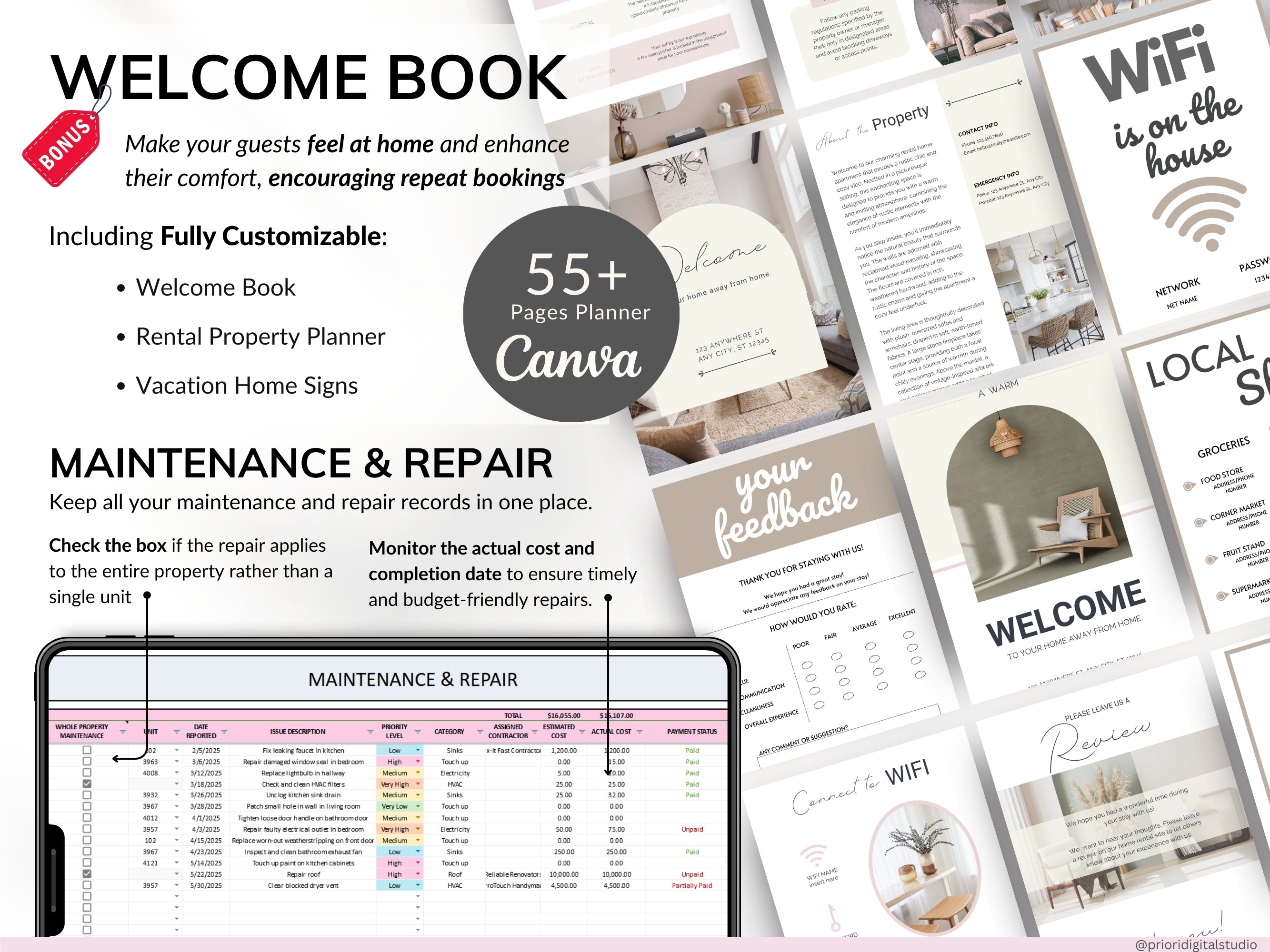 Airbnb Spreadsheet Vacation Rental Property Tracker Bookkeeping Template Google Sheets Booking Calendar Excel Short-Term Rental Management