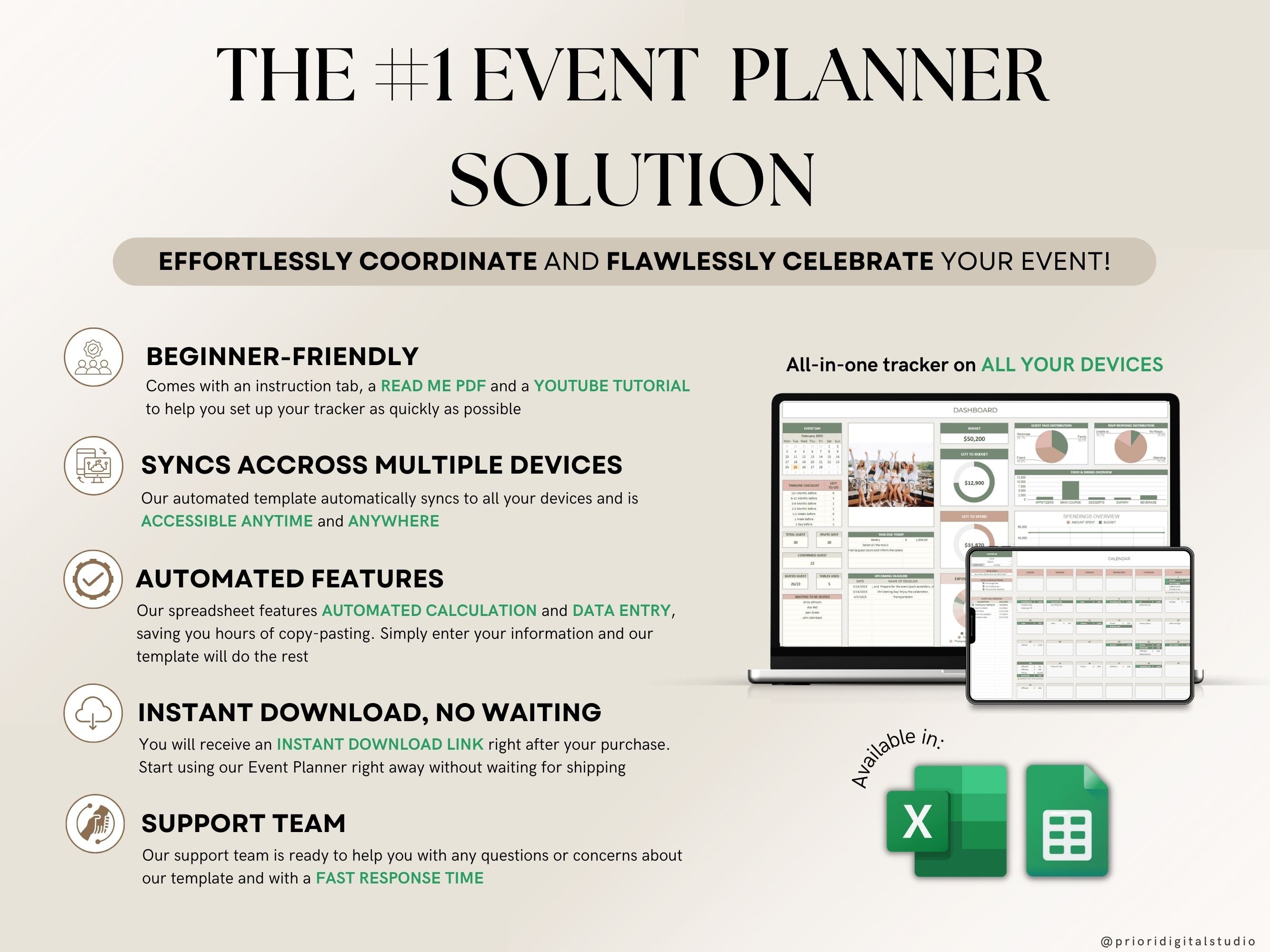 Event Planner Spreadsheet Party Planning Spreadsheet Google Sheets Excel Budget Tracker Bridal Shower Organizer Baby Shower Planner Template