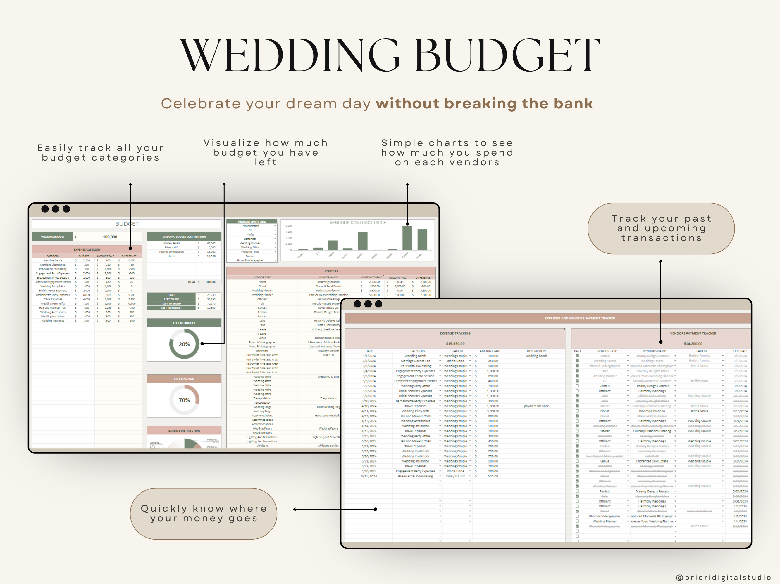 Wedding Planner Spreadsheet Wedding Budget Tracker Honeymoon Planner Checklist Guest List Tracker Wedding Travel Itinerary Seating Plan Excel Google Sheets#color_rosy-sage