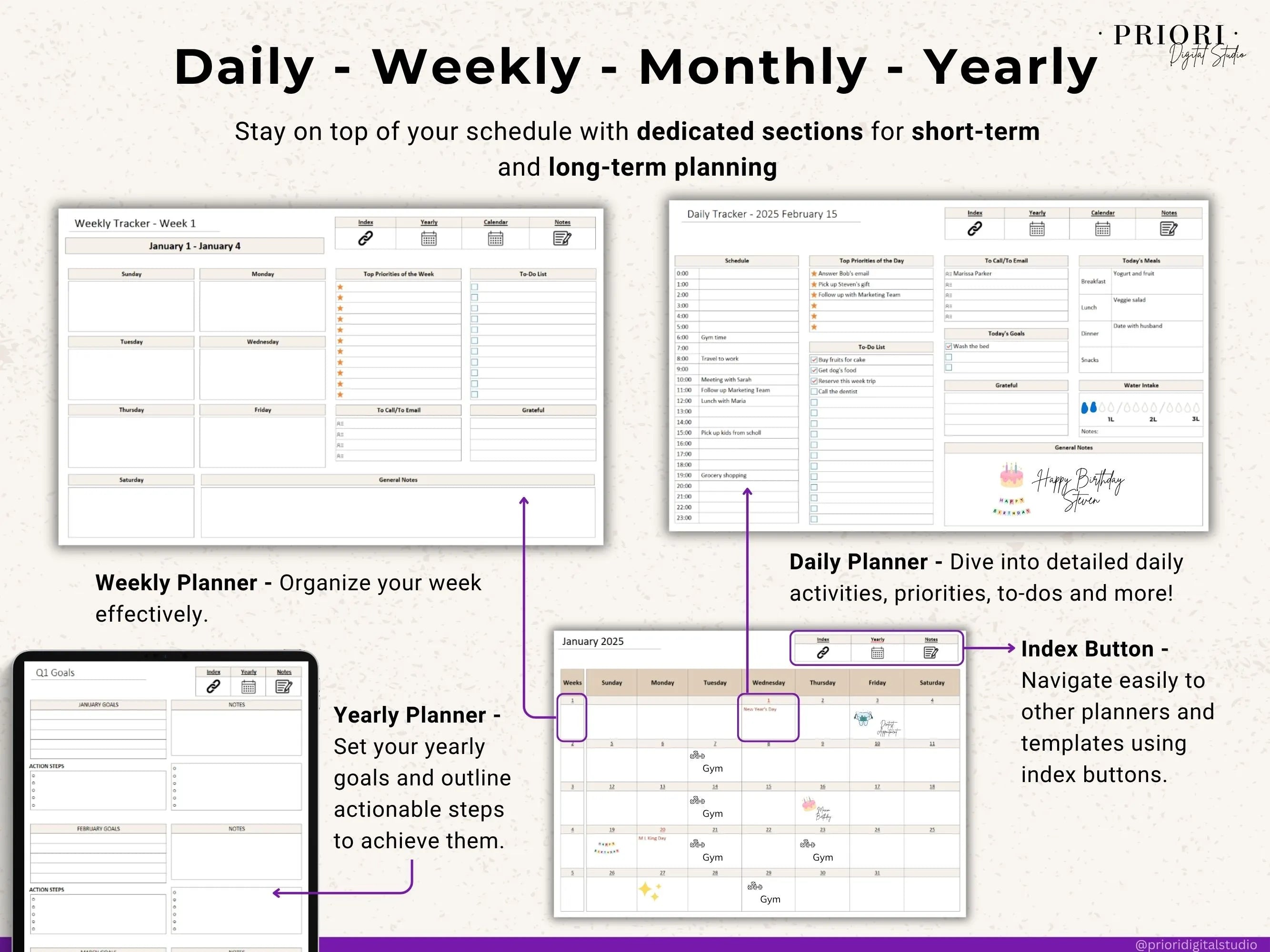 OneNote Planner 2025 2026 Digital OneNote Templates Hyperlinked Planner Daily Weekly Planner Organization Planner Professional OneNote 2025