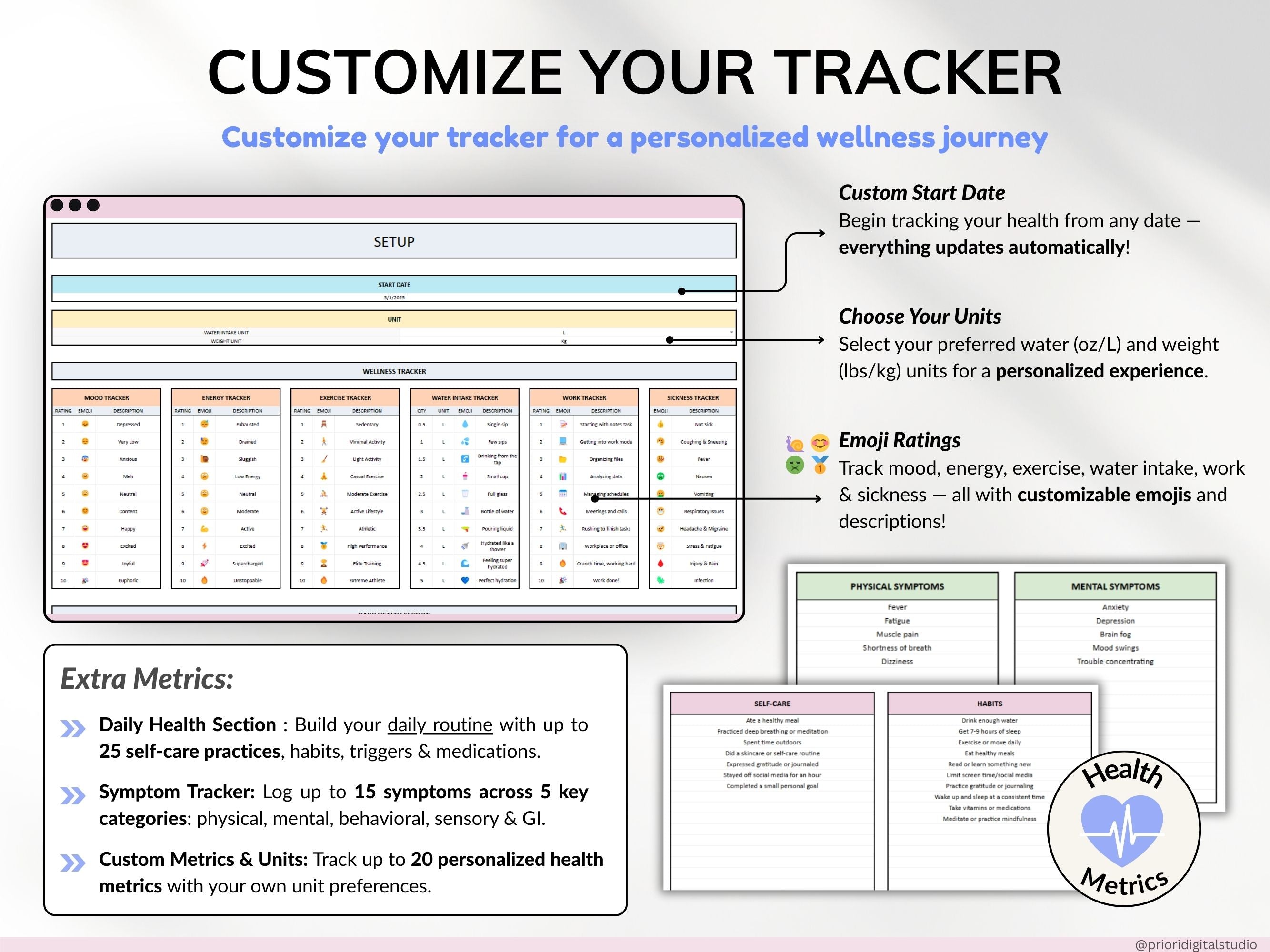 Health Wellness Tracker Spreadsheet Google Sheets Chronic Illness Symptom Log Daily Mental Health Journal Pain Tracker Excel Medical Binder