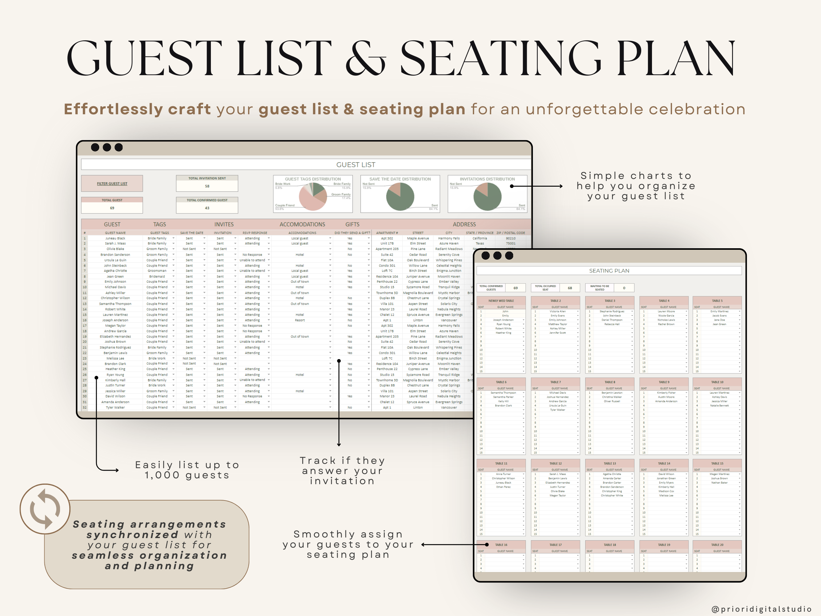 Wedding Planner Spreadsheet Wedding Budget Tracker Honeymoon Planner Checklist Guest List Tracker Wedding Travel Itinerary Seating Plan Excel Google Sheets#color_rosy-sage