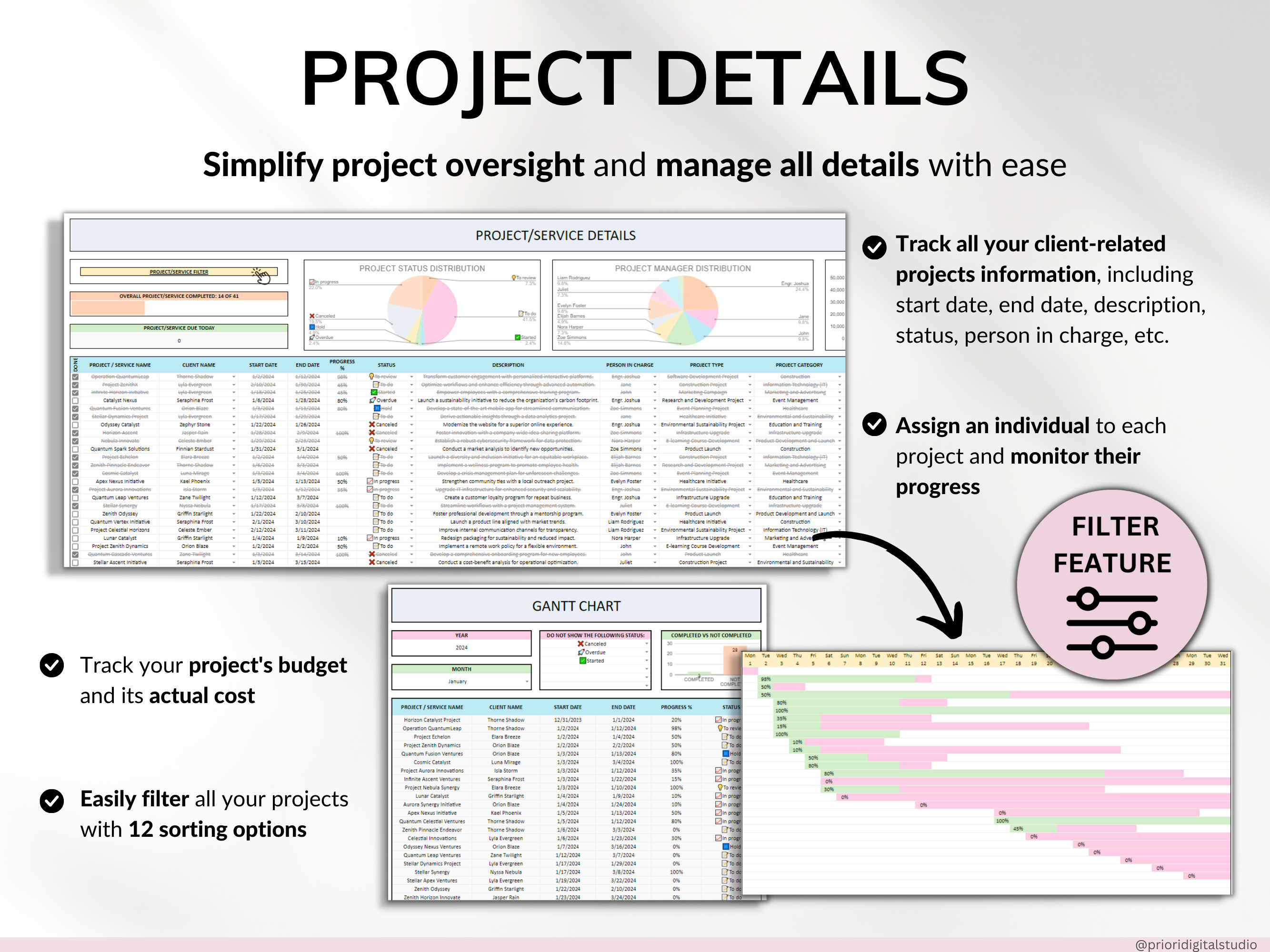 Client Tracker Spreadsheet for Small Business with Task Tracker Customer CRM Dashboard Google Sheets Excel Lead Management Invoice Tracker