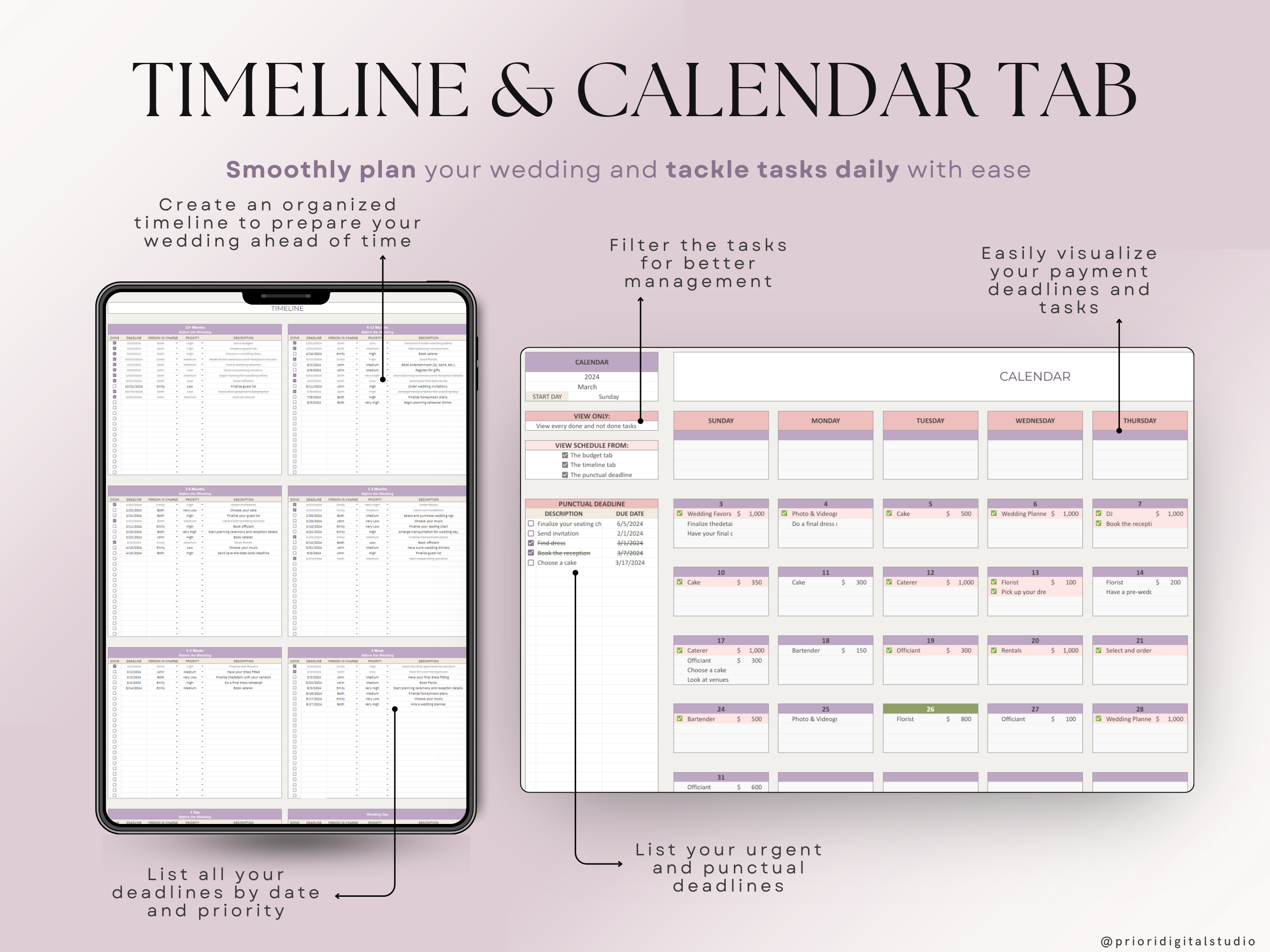 Wedding Planner Spreadsheet Wedding Budget Tracker Honeymoon Planner Checklist Guest List Tracker Wedding Travel Itinerary Seating Plan Excel Google Sheets#color_lavender