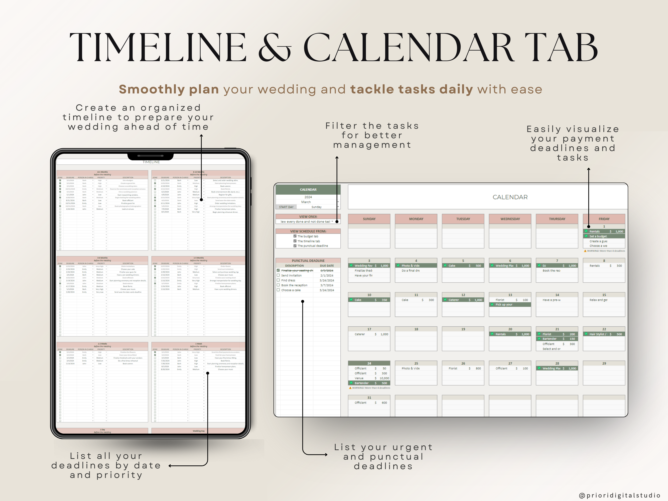 Wedding Planner Spreadsheet Wedding Budget Tracker Honeymoon Planner Checklist Guest List Tracker Wedding Travel Itinerary Seating Plan Excel Google Sheets#color_rosy-sage