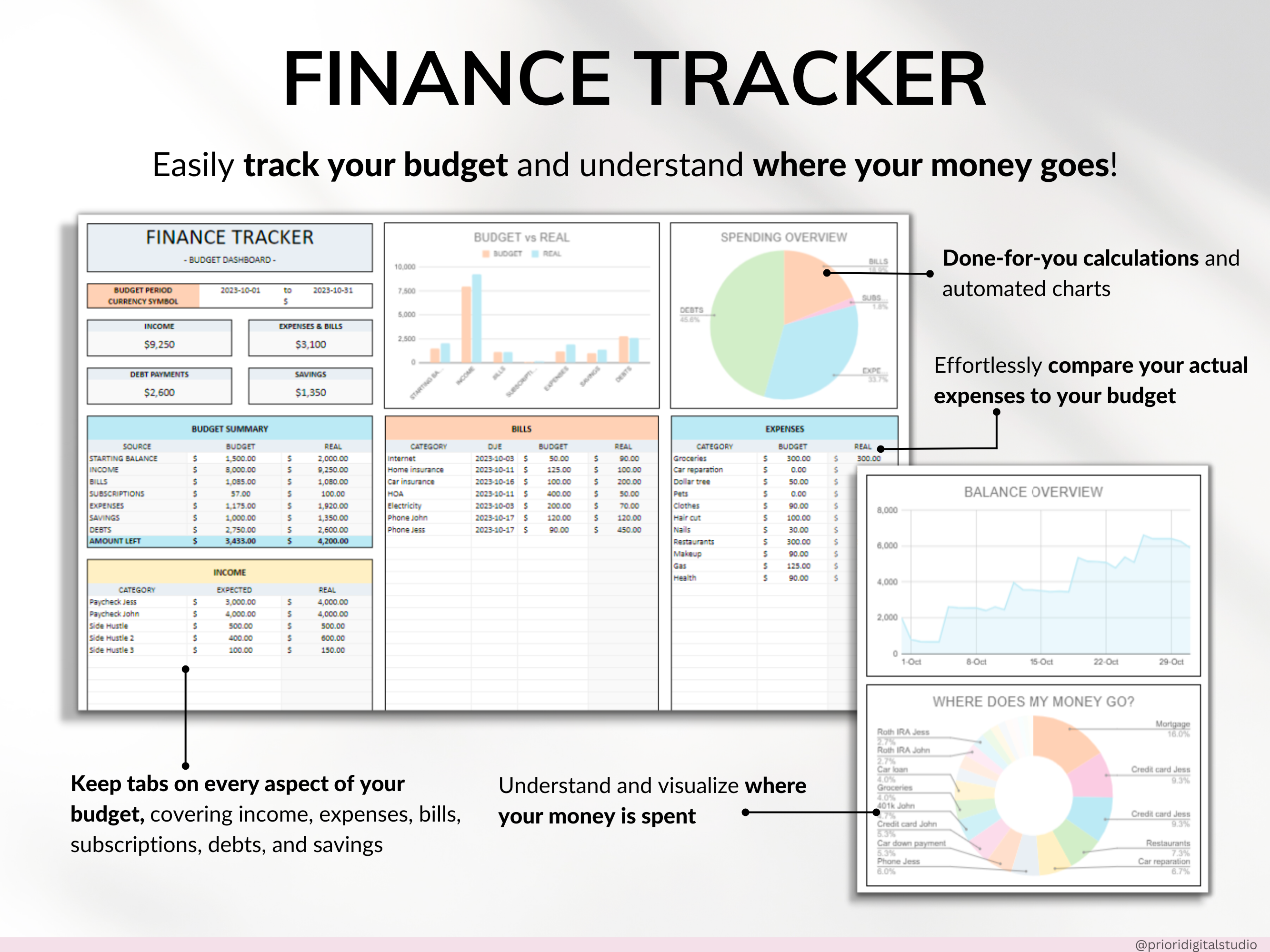 Student Planner with Assignment Tracker Academic Planner Google Sheets Excel Task Tracker To-Do List Automated Calendar Budget Finance Tracker