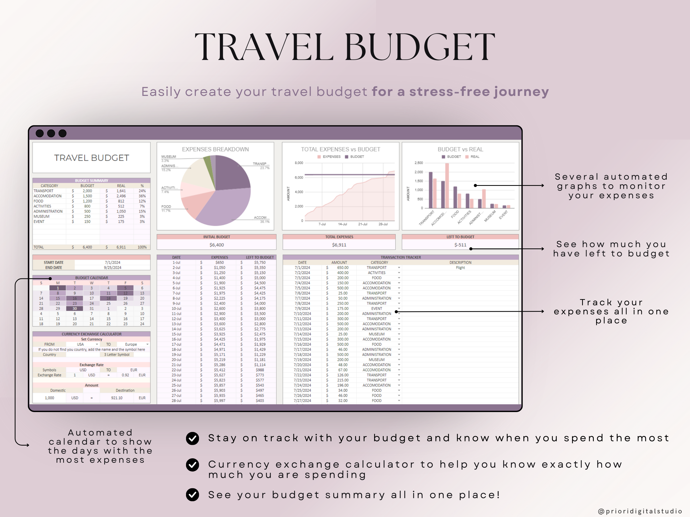 Wedding Planner Spreadsheet Wedding Budget Tracker Honeymoon Planner Checklist Guest List Tracker Wedding Travel Itinerary Seating Plan Excel Google Sheets#color_lavender