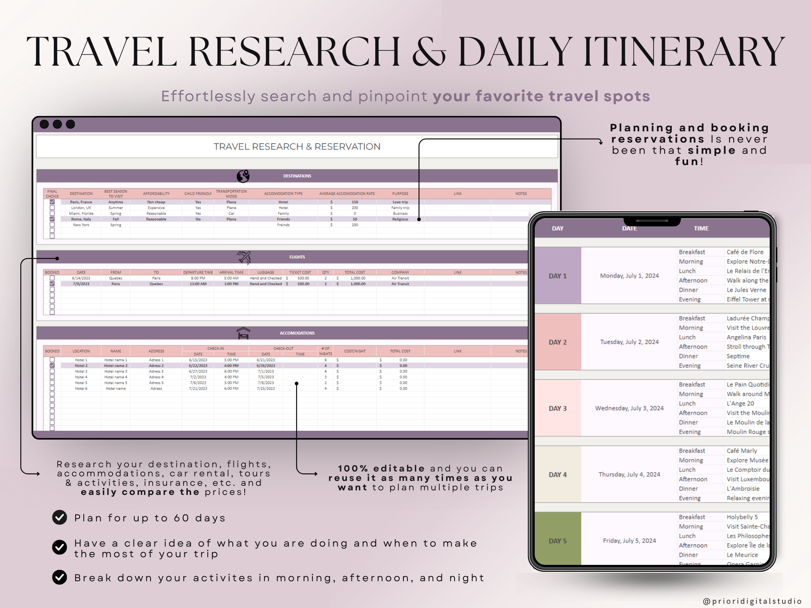 Wedding Planner Spreadsheet Wedding Budget Tracker Honeymoon Planner Checklist Guest List Tracker Wedding Travel Itinerary Seating Plan Excel Google Sheets#color_lavender