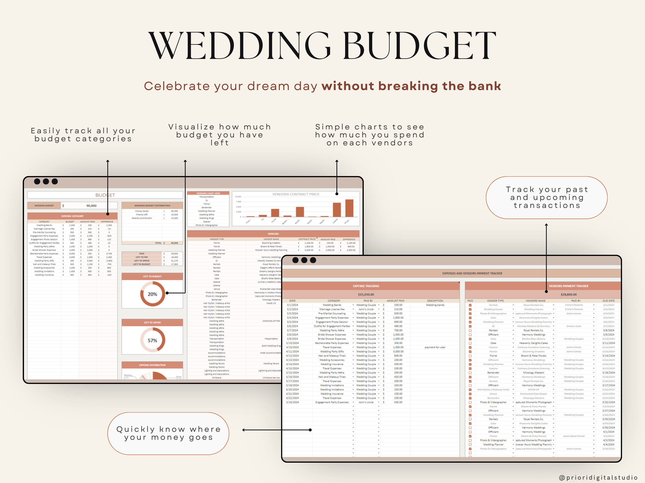 Wedding Planner Spreadsheet Wedding Budget Tracker Wedding Timeline Checklist Guest List Tracker Wedding Itinerary Seating Plan Wedding Gift Terracotta Excel Google Sheets