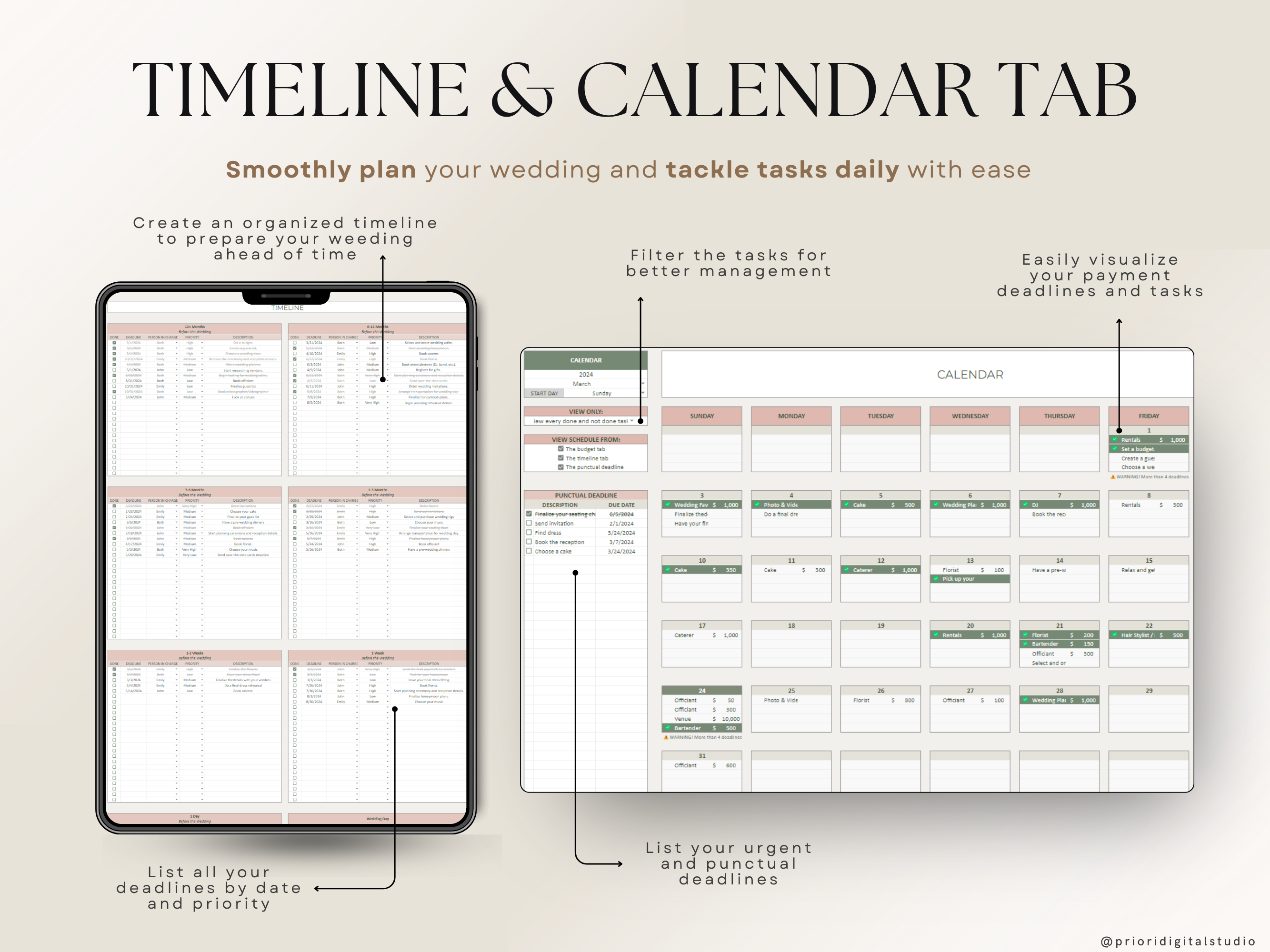 Wedding Planner Spreadsheet Wedding Budget Tracker Wedding Timeline Checklist Guest List Tracker Wedding Itinerary Seating Plan Wedding Gift Green Rosy Sage Excel Google Sheets