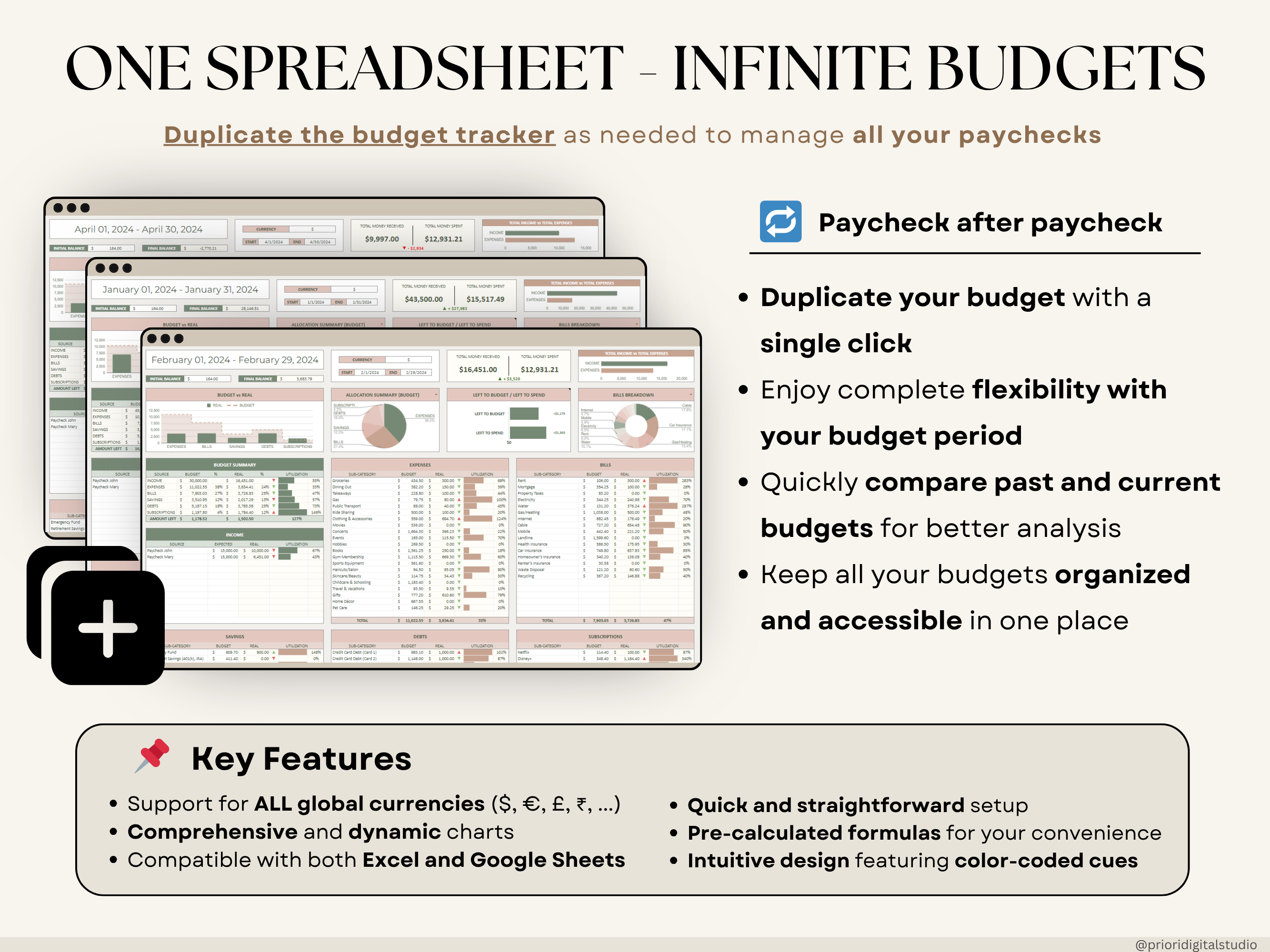Simple Budget Planner for Google Sheets Paycheck Budget Spreadsheet Excel Budget Template Weekly Budget Biweekly Income and Expense Tracker Paycheck Budget
