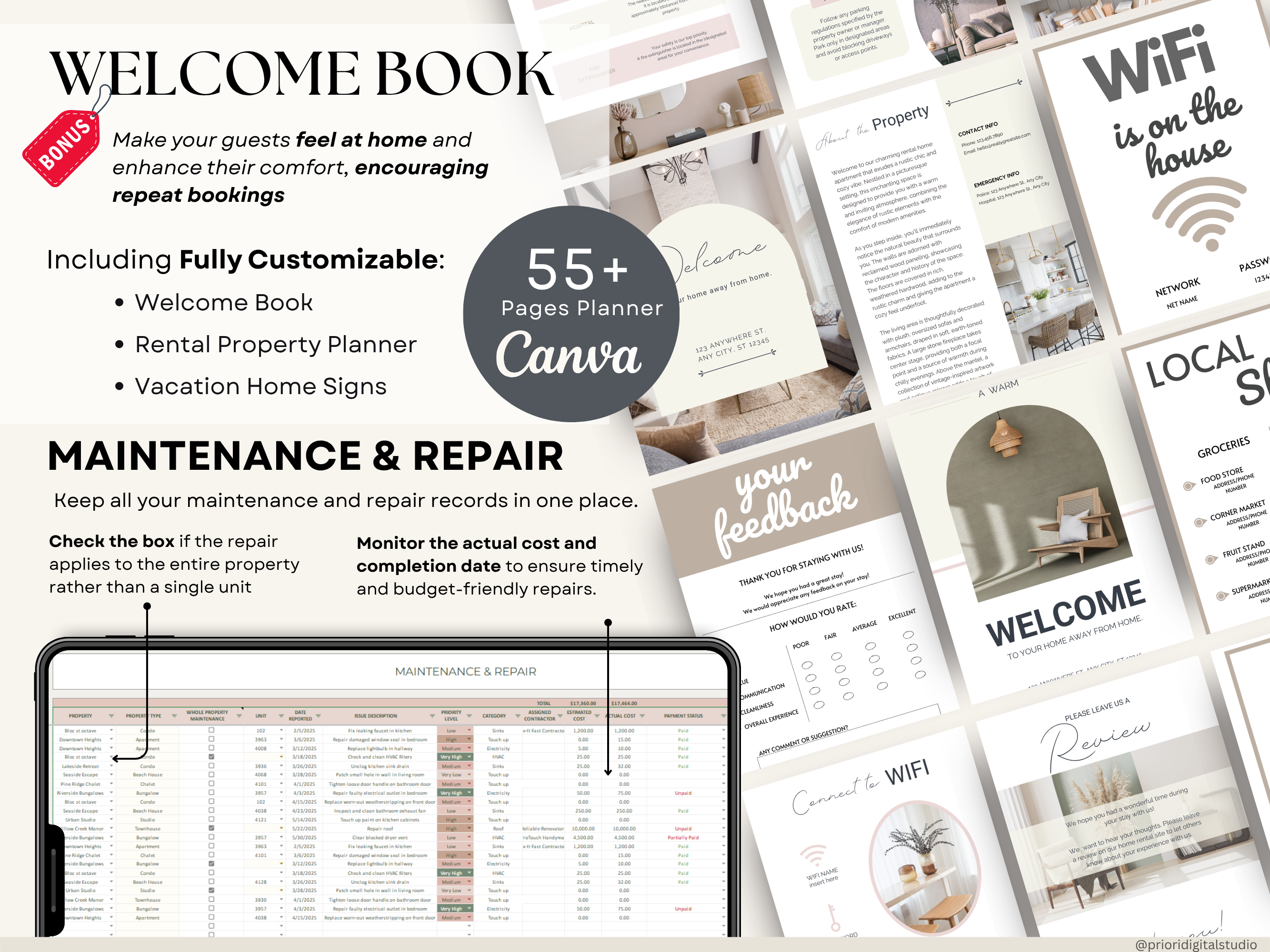 Airbnb Spreadsheet Vacation Rental Property Tracker Bookkeeping Template Google Sheets Booking Calendar Excel Short-Term Rental Management