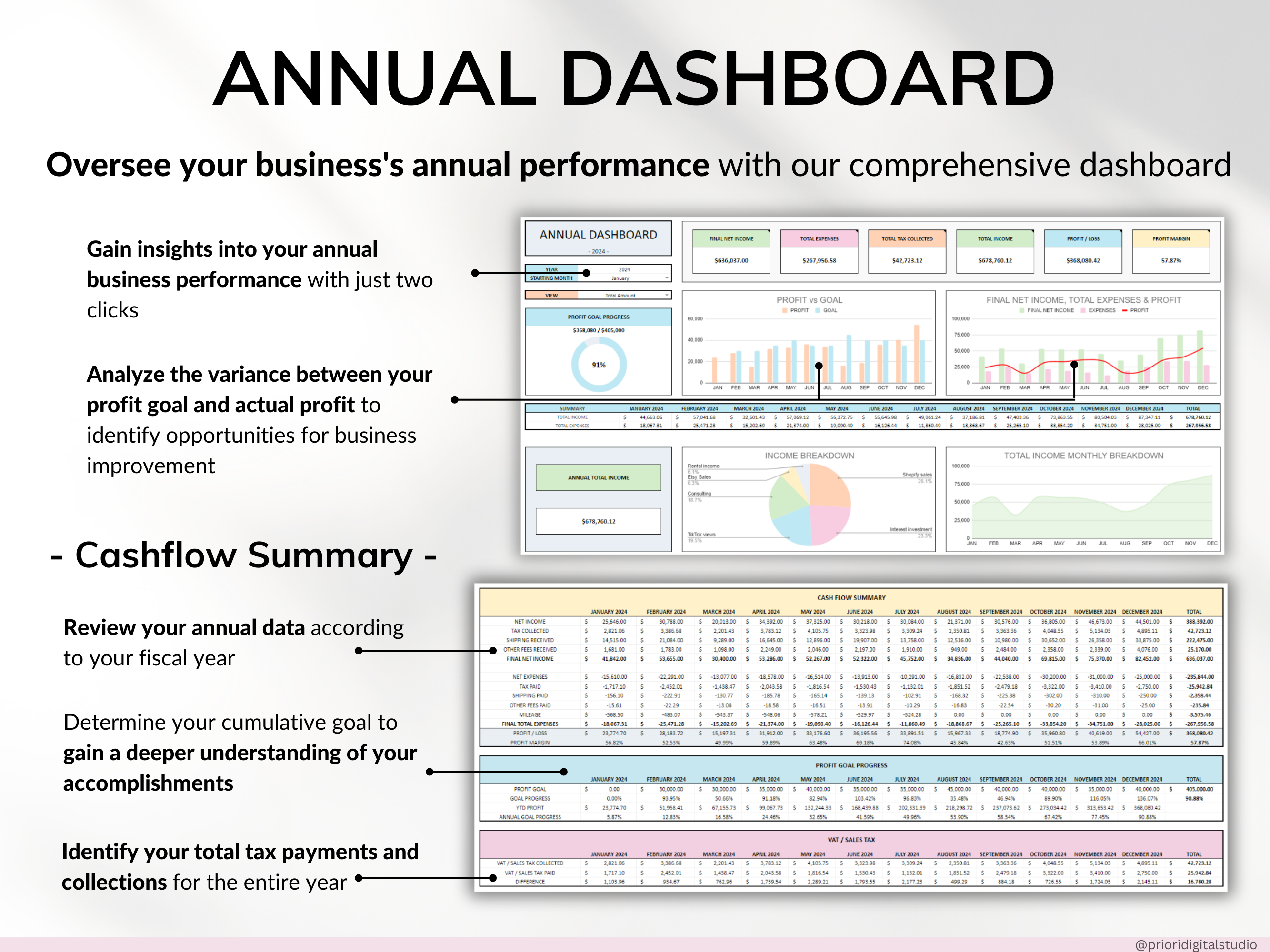 Small Business Bookkeeping Spreadsheet Income Expense Tracker Tax Tracker Accounting Template Mileage Tracker Business Planner Profit & Loss Excel Google Sheets