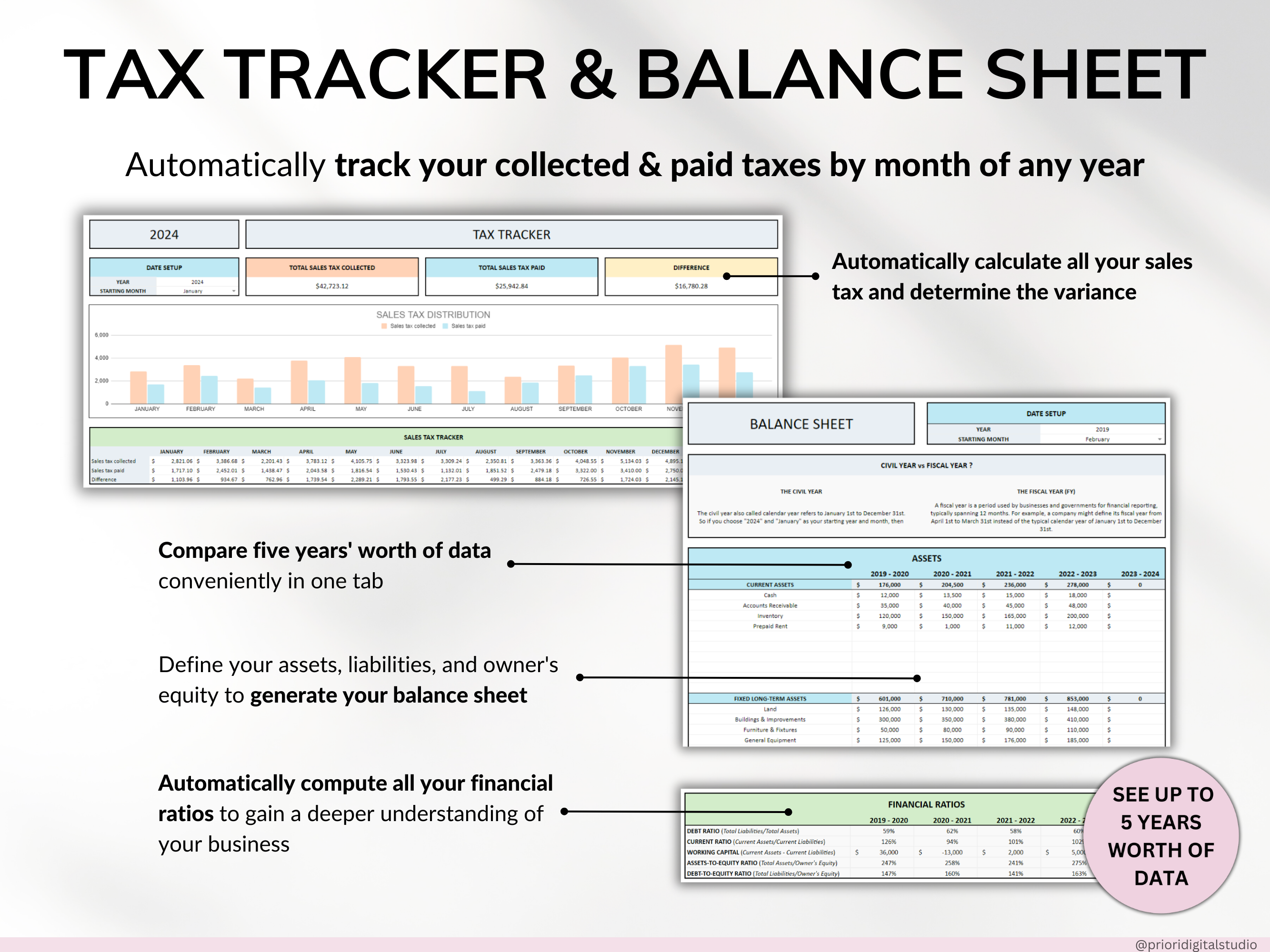 Small Business Bookkeeping Spreadsheet Income Expense Tracker Tax Tracker Accounting Template Mileage Tracker Business Planner Profit & Loss Excel Google Sheets