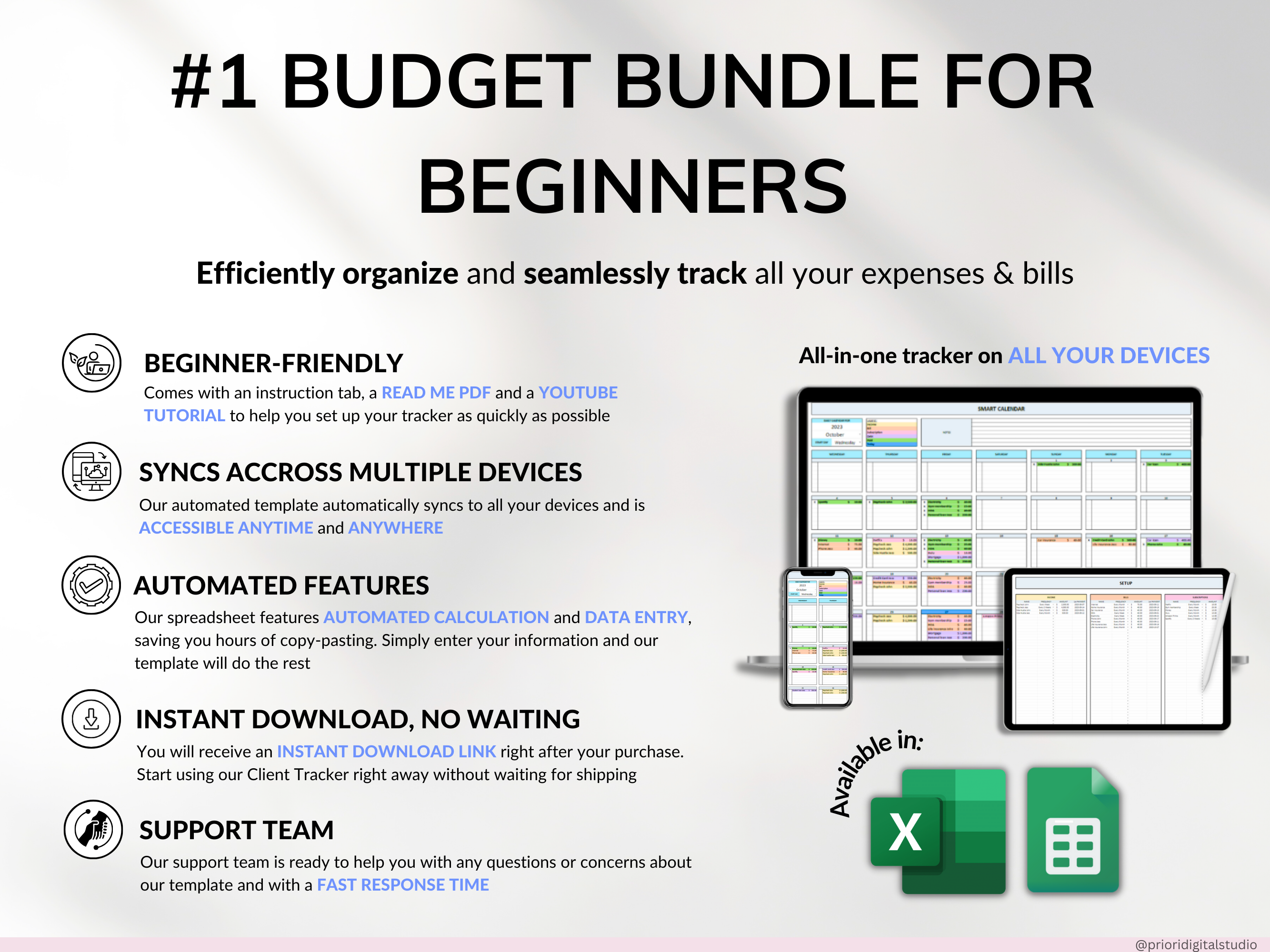 Budget Planner Monthly Paycheck Budget Bill Tracker Excel Spreadsheet Google Sheets Bundle Debt Payoff Tracker Debt Snowball Savings Tracker
