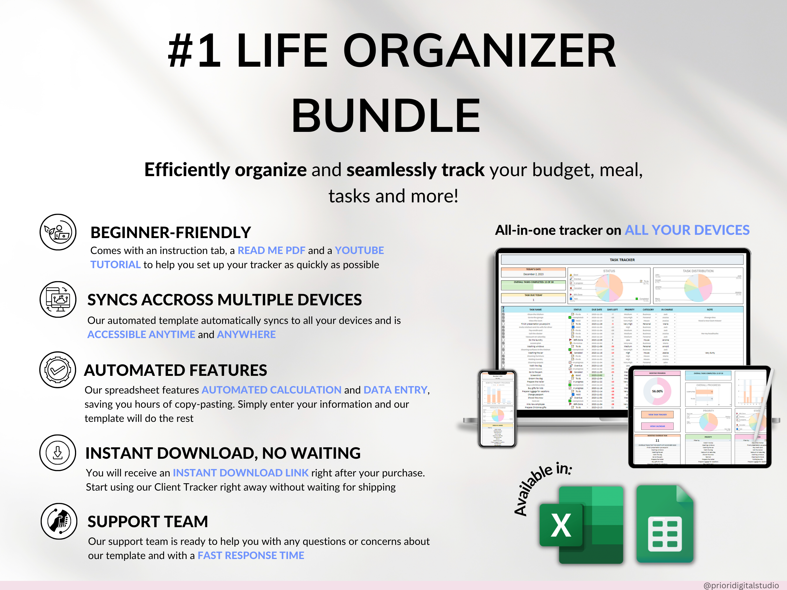 Family Annual Budget Weekly Meal Planner Habit Tracker To-Do List Monthly Budget Excel Spreadsheet Google Sheets Daily Habit Tracker Recipe