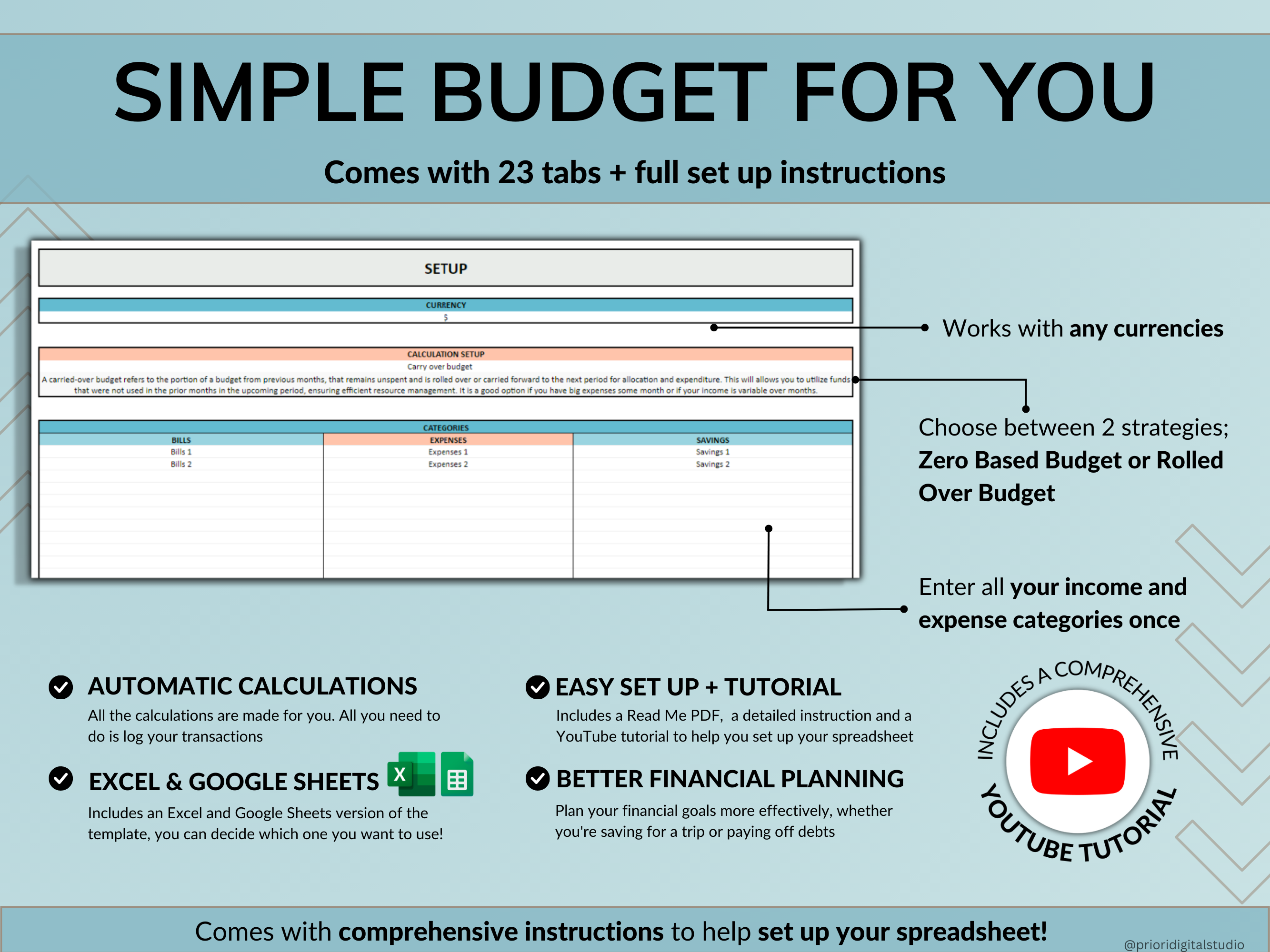 Family Annual Budget Spreadsheet Monthly Budget Biweekly Tracker Excel Google Sheets Couple Financial Planner Bill Calendar Debt Tracker Blue