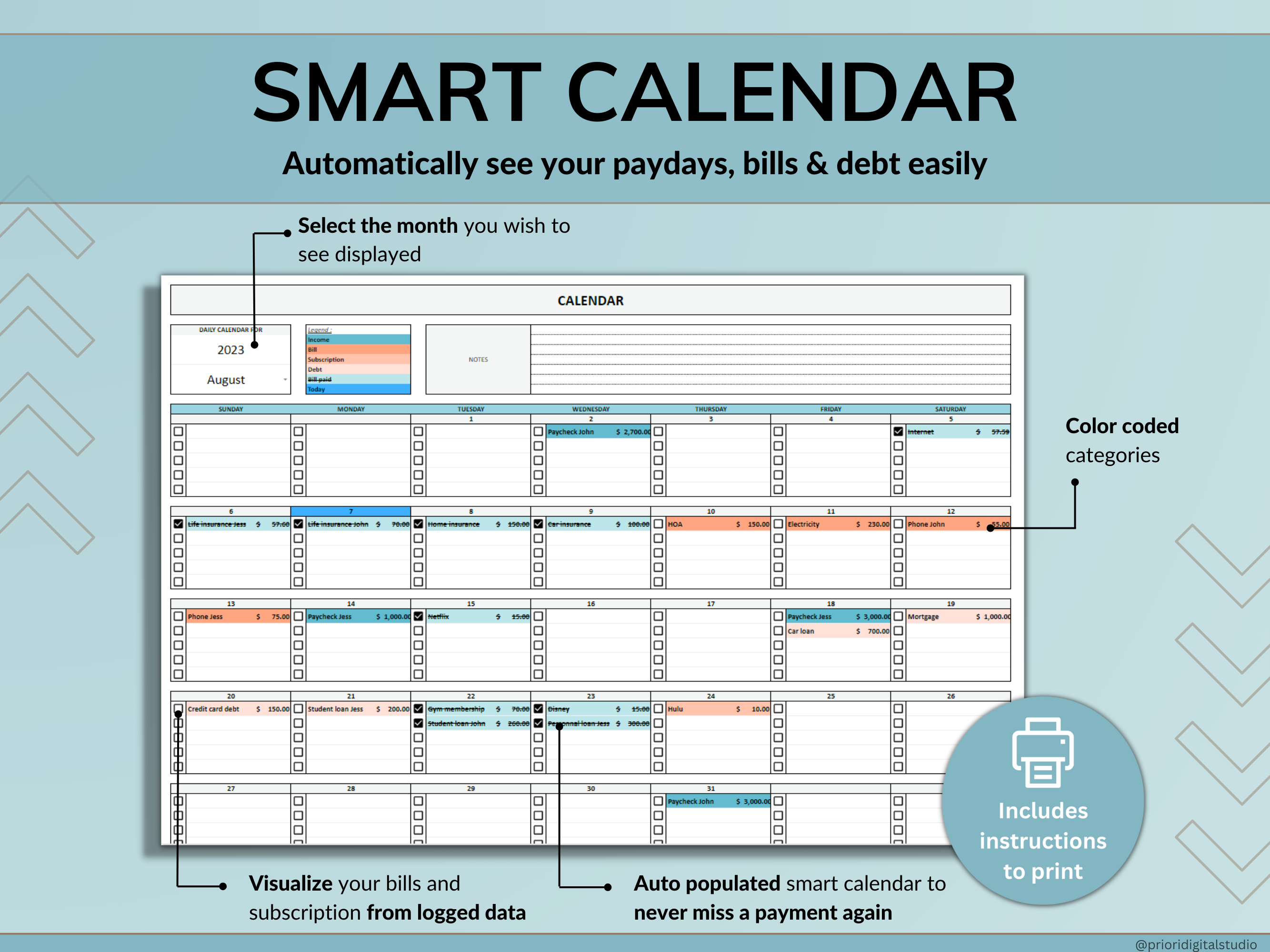Family Annual Budget Spreadsheet Monthly Budget Biweekly Tracker Excel Google Sheets Couple Financial Planner Bill Calendar Debt Tracker Blue