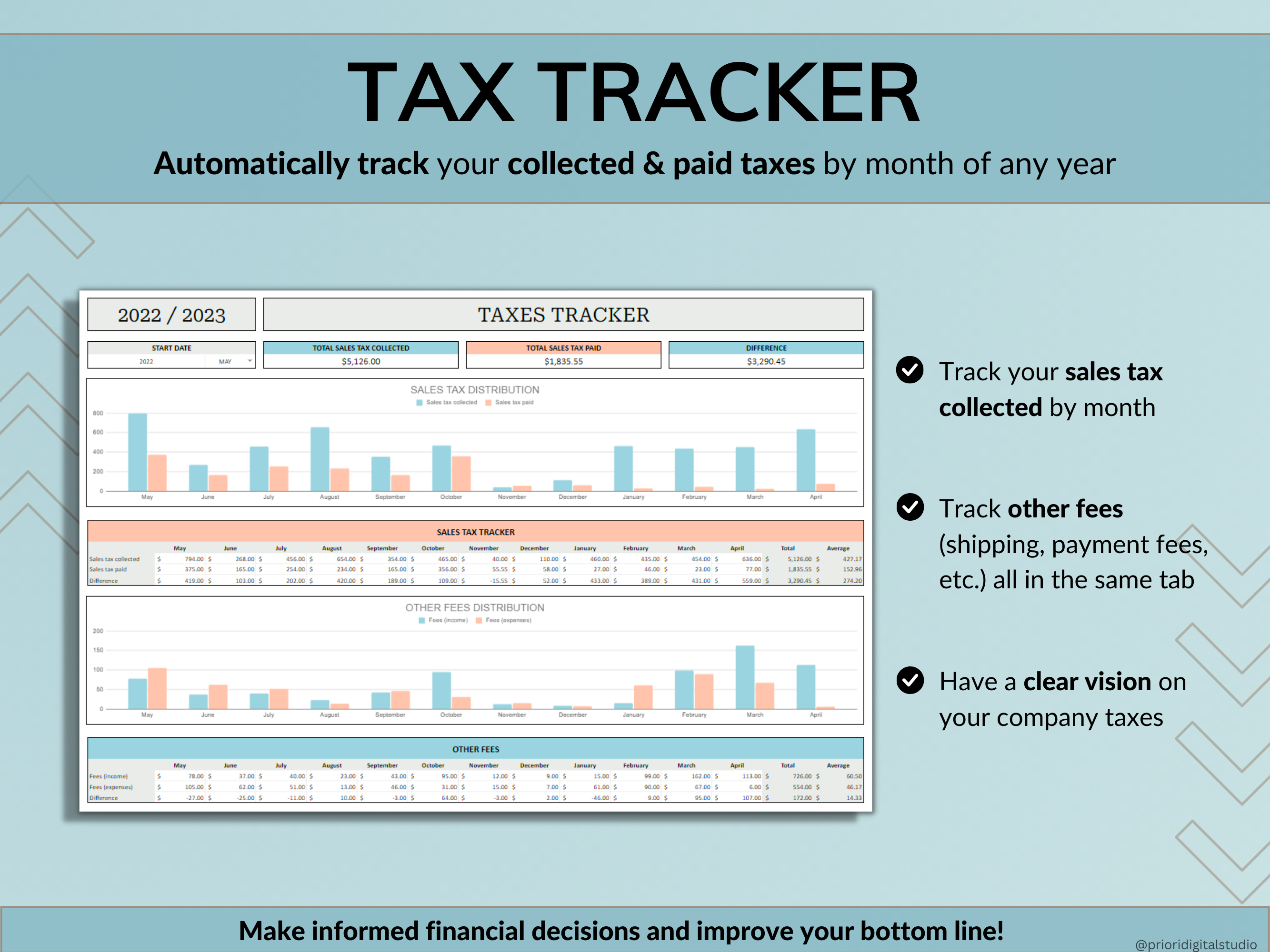 Small Business Bookkeeping Spreadsheet Accounting Template Business Expense Bill Tracker Income Sales Profit Tracker Google Sheets Excel