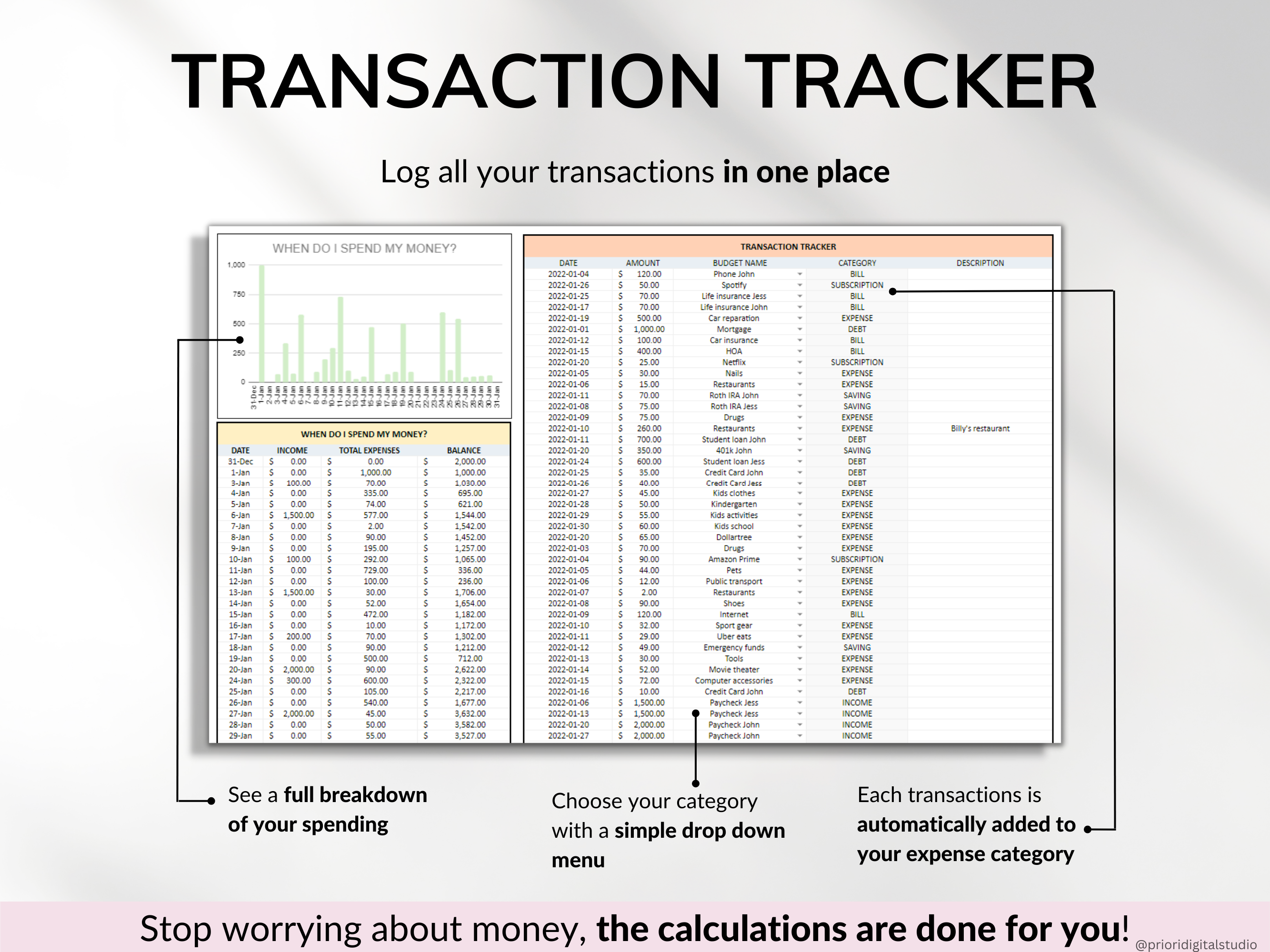 Simple Budget Planner Monthly Budget Spreadsheet Google Sheets Excel Weekly Paycheck Budget Template Biweekly Budgeting by Paycheck Expense Tracker#color_multicolor
