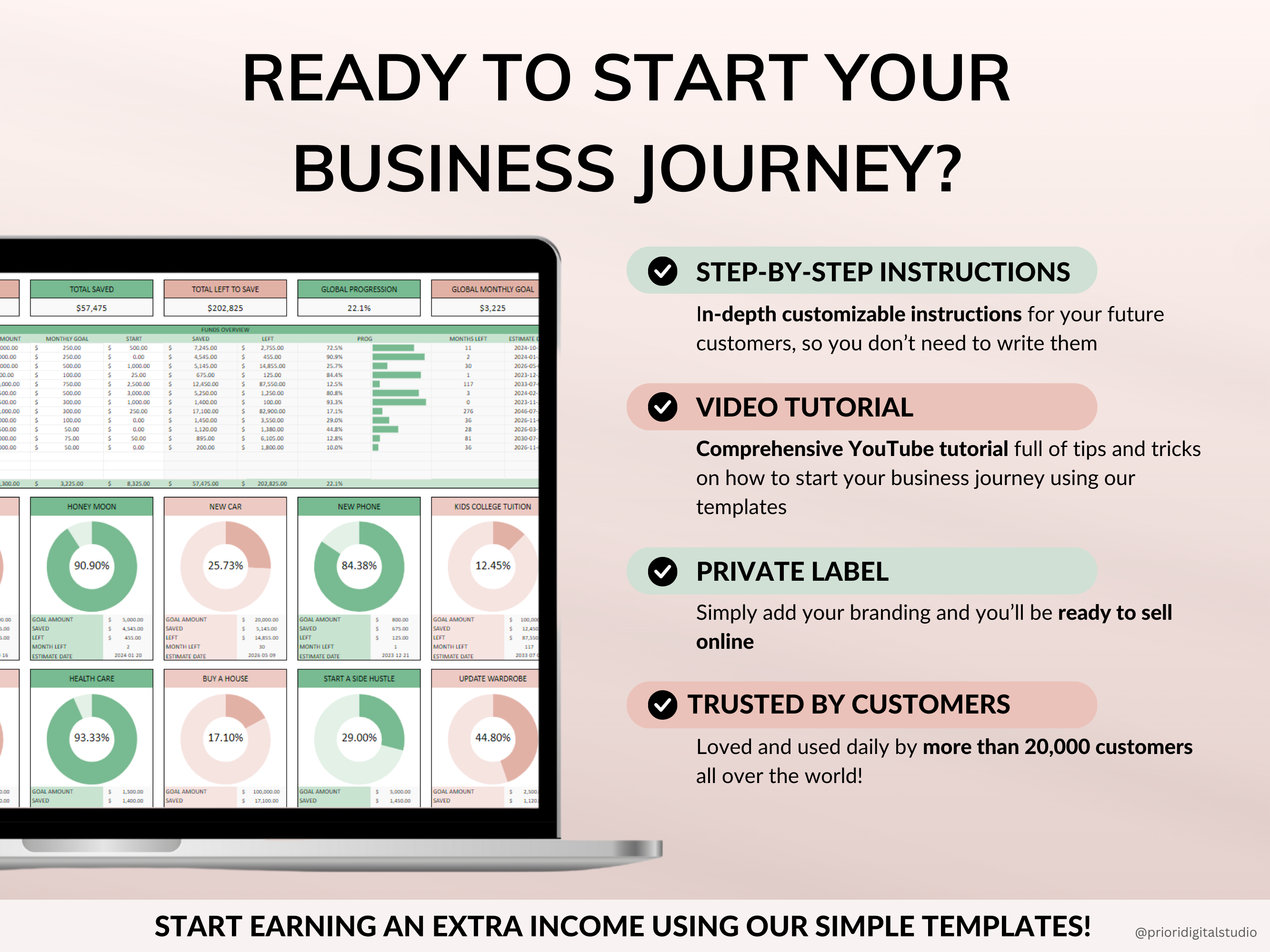 PLR Savings Tracker Spreadsheet Commercial Use PLR Google Sheets Private Label Rights PLR Template Sinking Funds Tracker Savings Spreadsheet