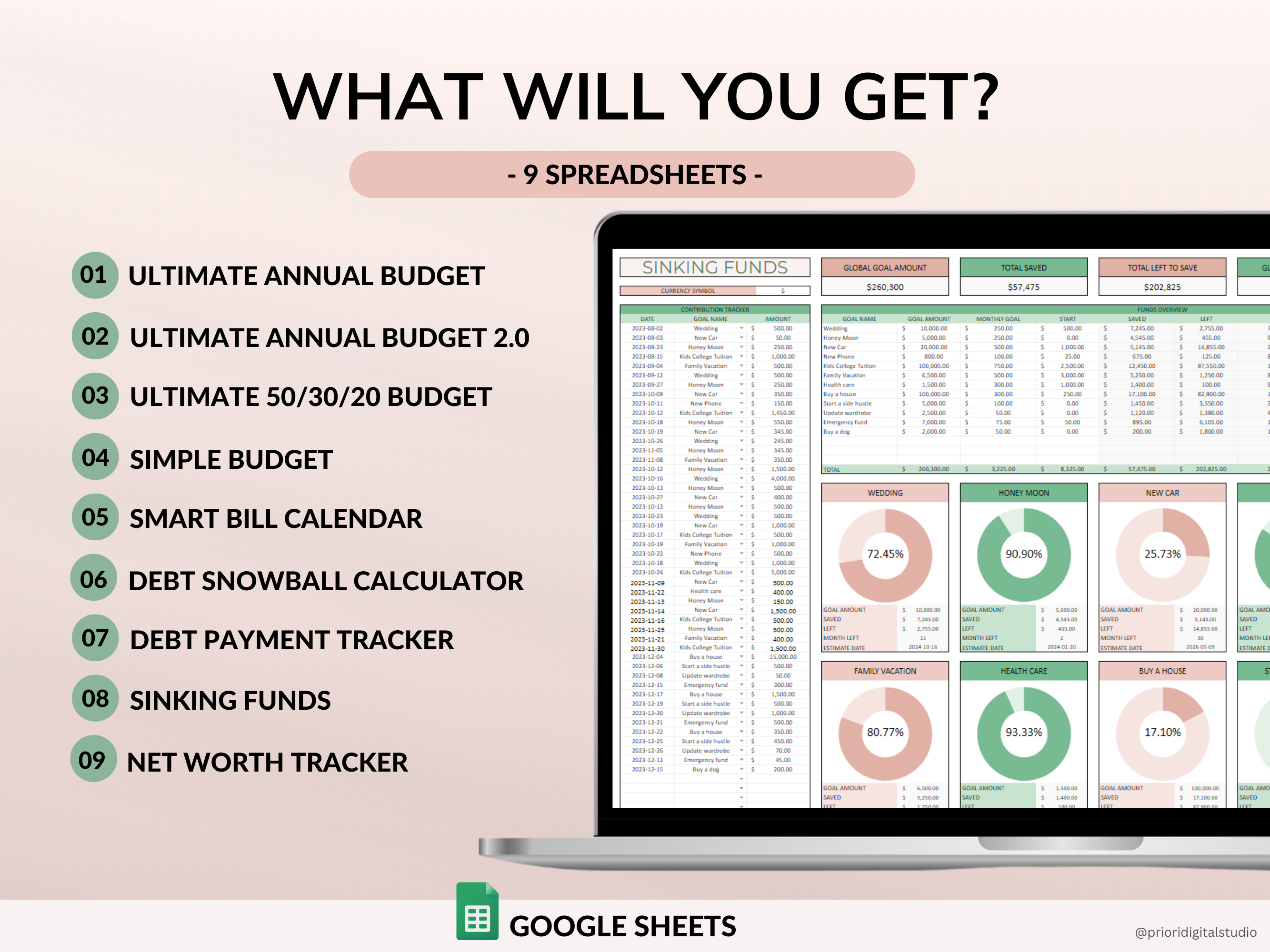 PLR Budget Spreadsheet Bundle Commercial Use PLR Google Sheets Private Label Rights PLR Template Budget Spreadsheet Debt Tracker Bill Calendar