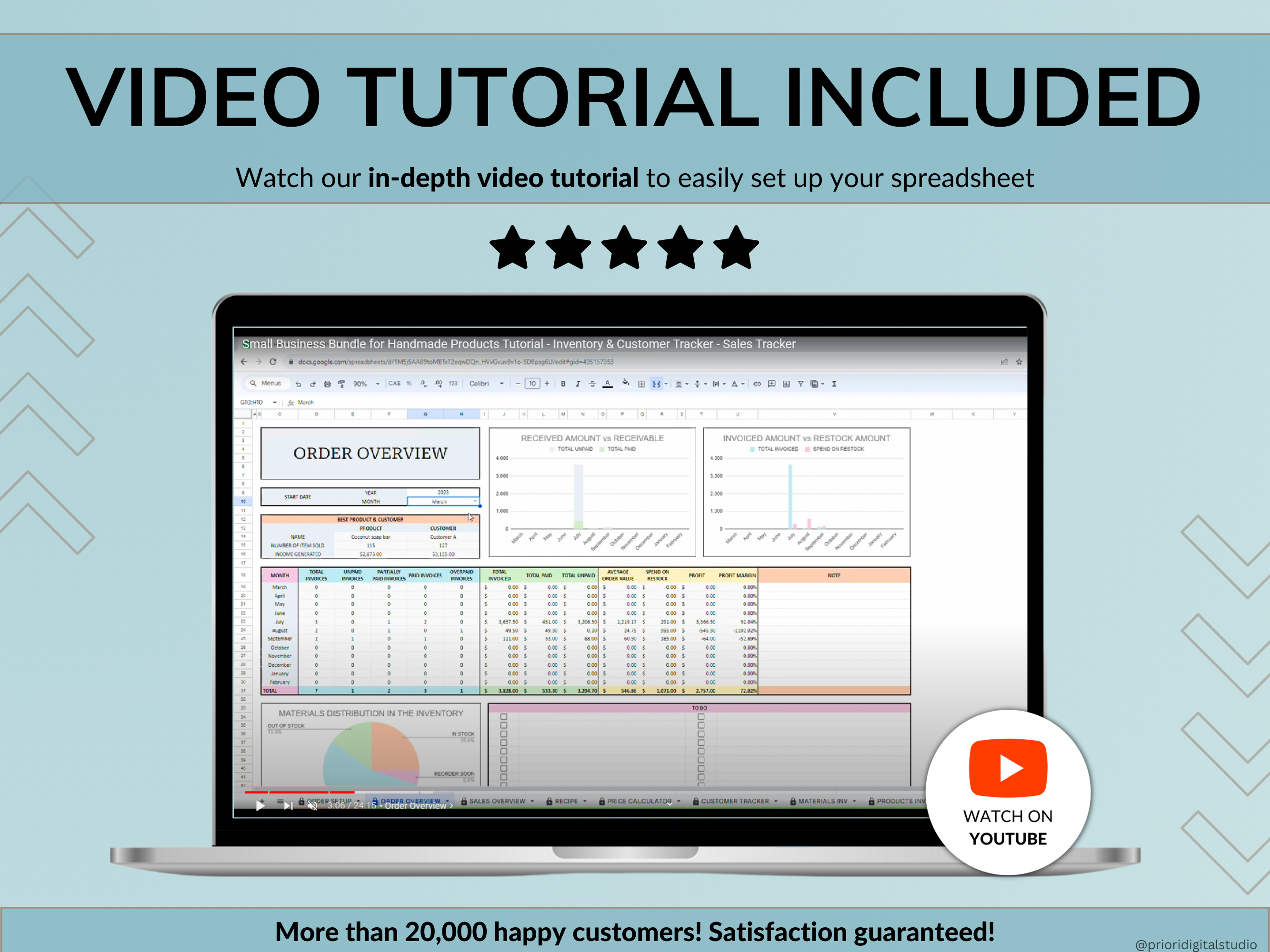 Small Business Bookkeeping Spreadsheet Inventory Tracker Order Tracker Product Handmade Pricing Calculator Client Tracker Google Sheet Excel