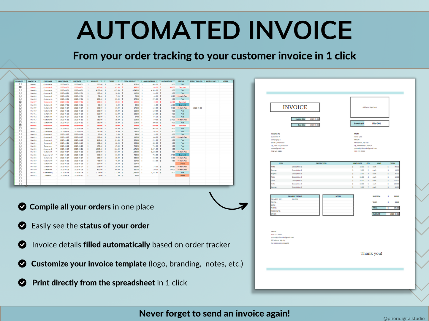 Small Business Bookkeeping Spreadsheet Inventory Tracker Order Tracker Product Handmade Pricing Calculator Client Tracker Google Sheet Excel