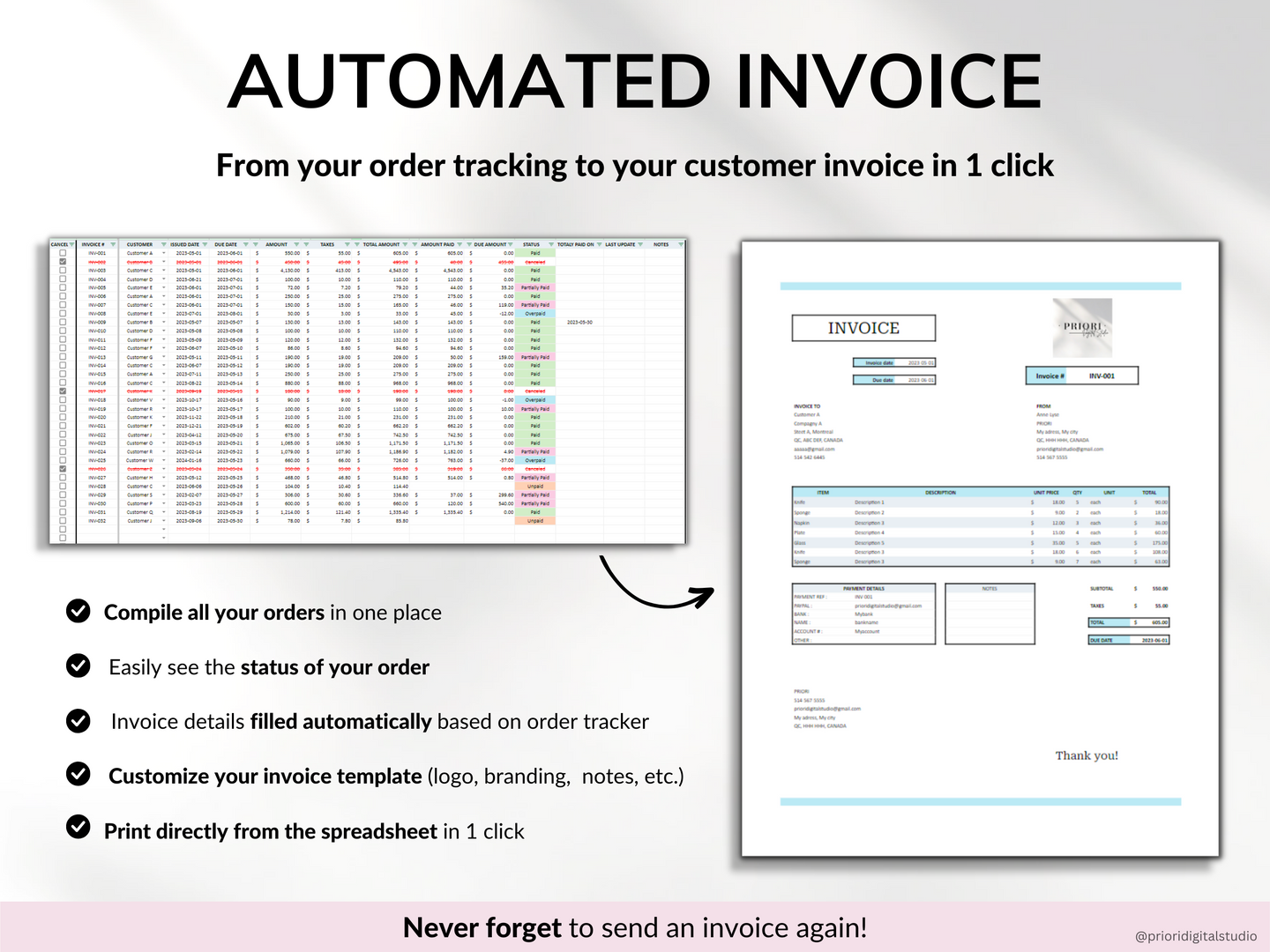 Small Business Bundle Bookkeeping Inventory Tracker Order Tracker Product Handmade Pricing Calculator Smart Bill Calendar Google Sheet Excel