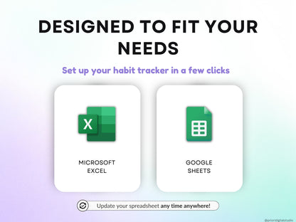 Yearly Habit Tracker Spreadsheet Google Sheets Excel Daily Habit Planner Weekly ADHD Planner Routine Planner Dark Mode Annual Habit Tracker 