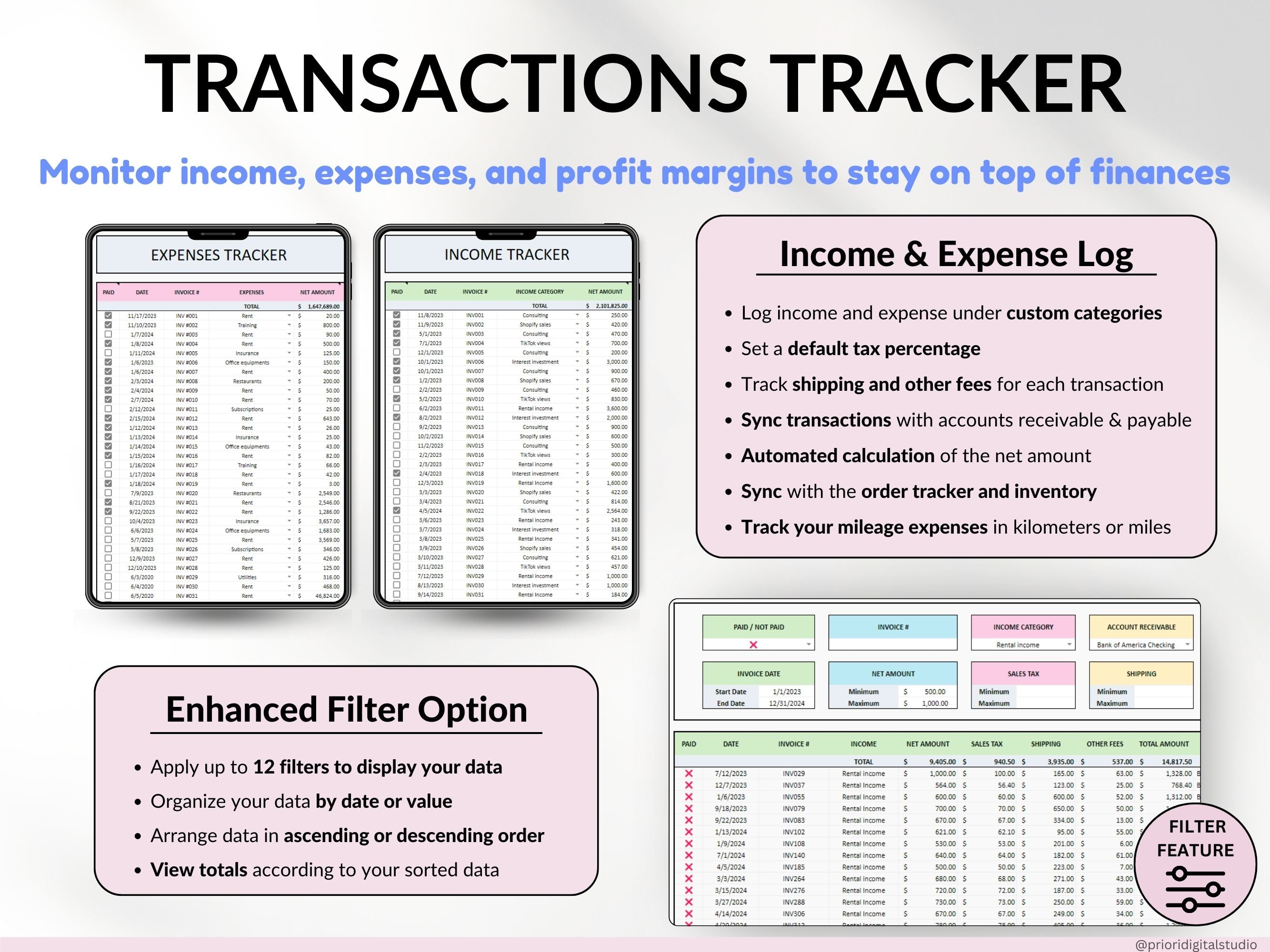 Small Business Spreadsheet Service Business Bookkeeping Tracker for Google Sheets Excel Invoice Tracker Client Tracker Order & Task Tracker