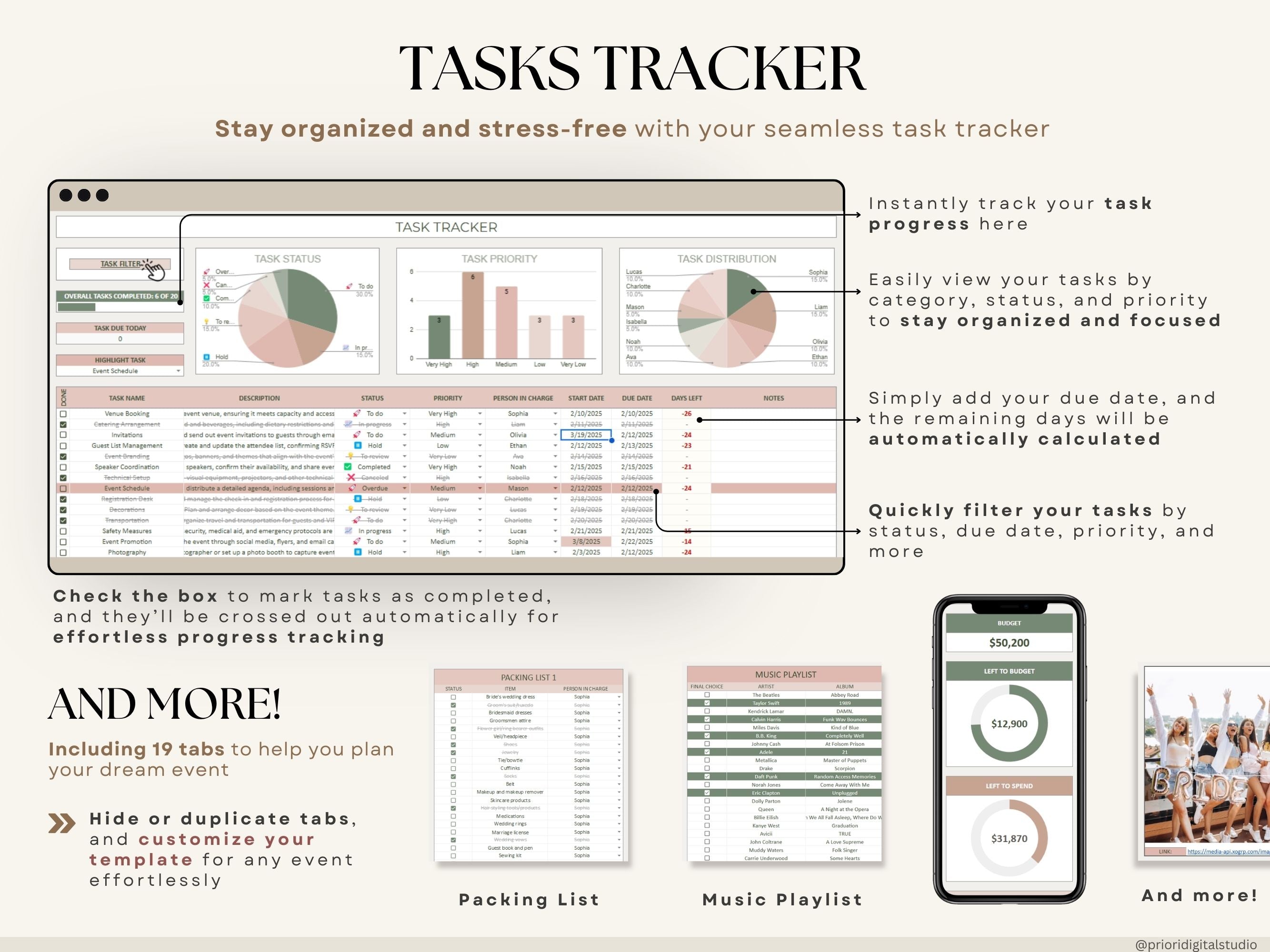 Event Planner Spreadsheet Party Planning Spreadsheet Google Sheets Excel Budget Tracker Bridal Shower Organizer Baby Shower Planner Template
