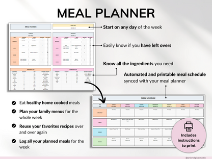 Family Annual Budget Weekly Meal Planner Habit Tracker To-Do List Monthly Budget Excel Spreadsheet Google Sheets Daily Habit Tracker Recipe