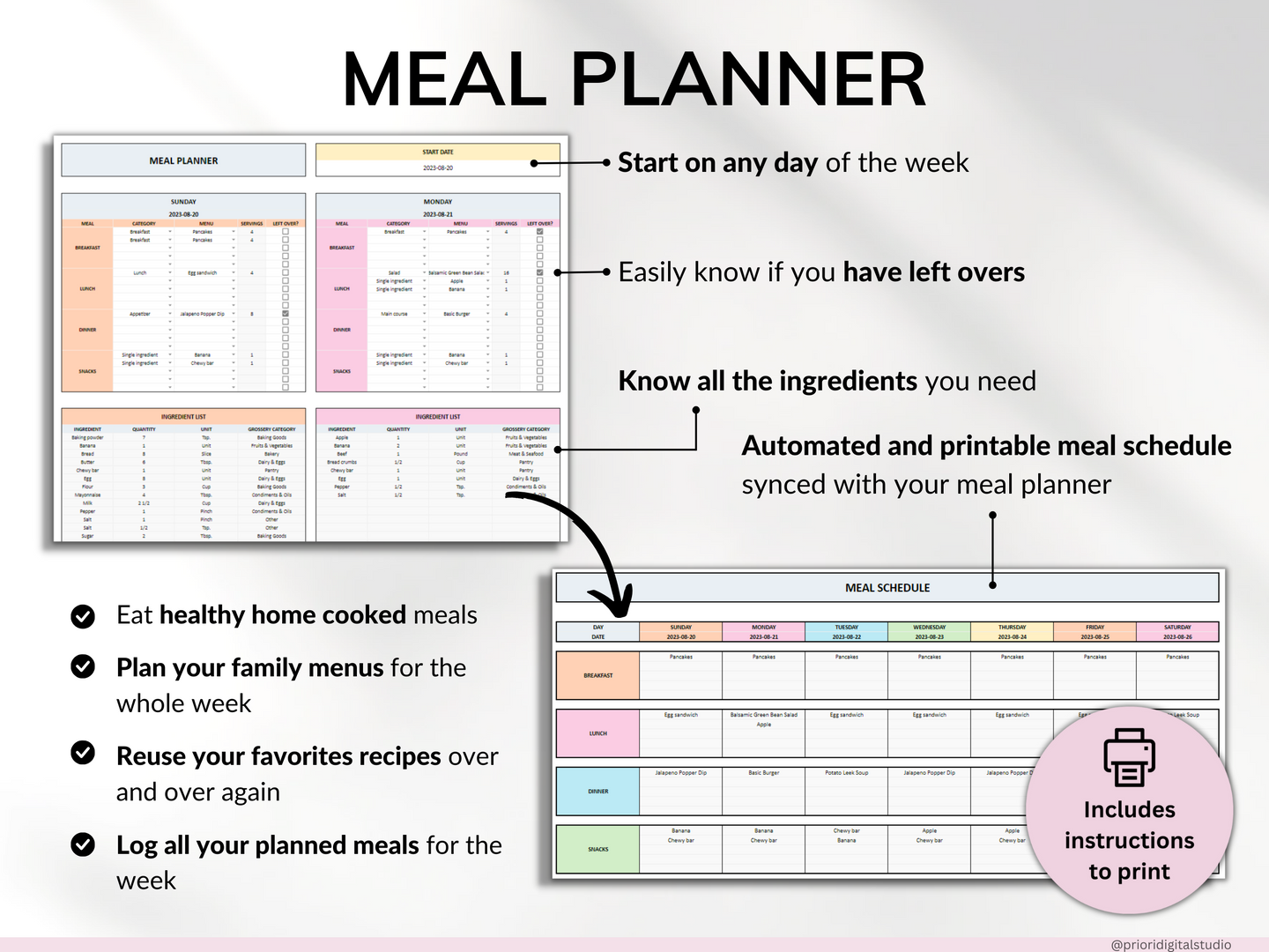 Family Annual Budget Weekly Meal Planner Habit Tracker To-Do List Monthly Budget Excel Spreadsheet Google Sheets Daily Habit Tracker Recipe