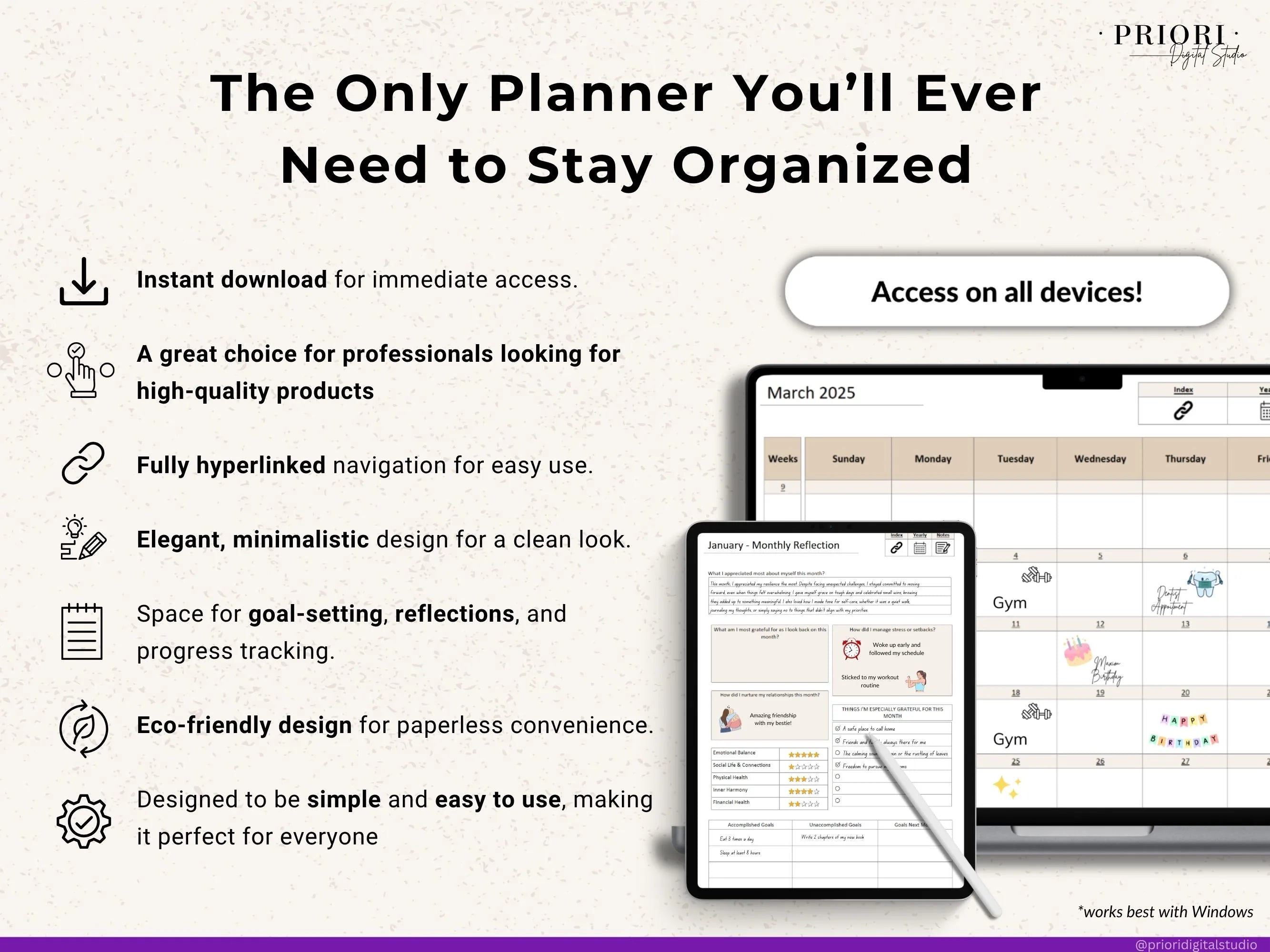 OneNote Template for 2025 Weekly Digital Planner Monthly OneNote Planner Hyperlinked Planner Organization Planner Professional Dated Planner