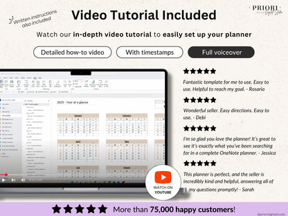 OneNote Template for 2025 Weekly Digital Planner Monthly OneNote Planner Hyperlinked Planner Organization Planner Professional Dated Planner