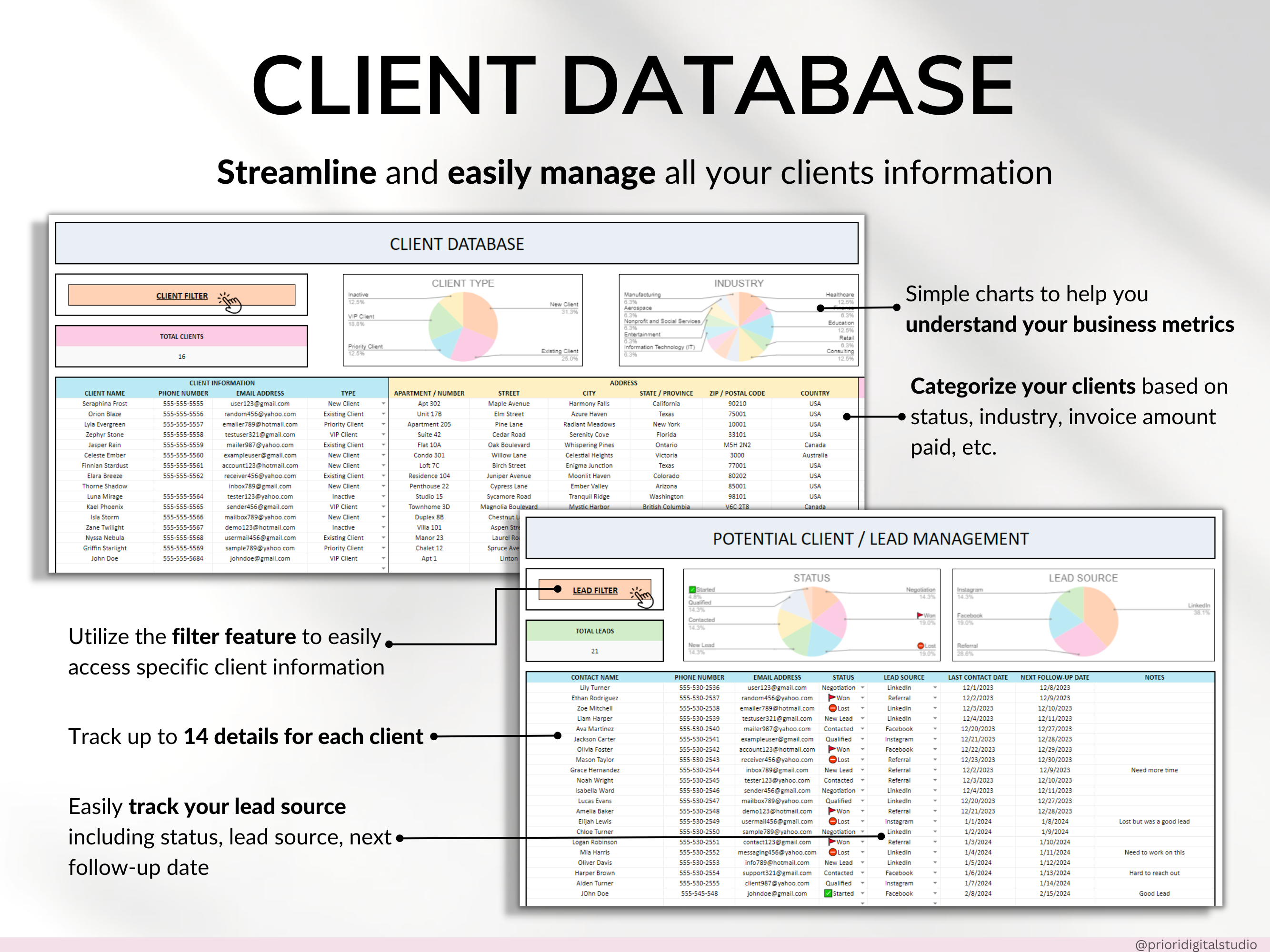 Small Business Spreadsheet Service Business Bookkeeping Client Tracker CRM Payroll Tracker Invoice Tracker Order Tracker Google Sheet Excel