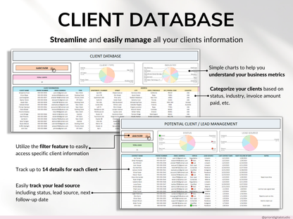 Small Business Spreadsheet Service Business Bookkeeping Client Tracker CRM Payroll Tracker Invoice Tracker Order Tracker Google Sheet Excel