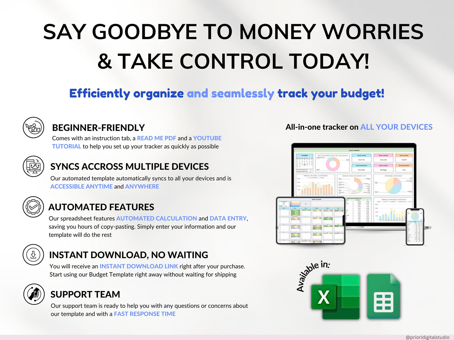 Paycheck Budget Spreadsheet Google Sheets & Excel Template Weekly Paycheck Budget Biweekly Paycheck Planner Bill Tracker Custom Budgeting