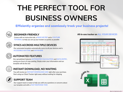 Gantt Chart Small Business Project Planner Google Sheets Excel Task Tracker Project Management Project Timeline Automated Business Planner