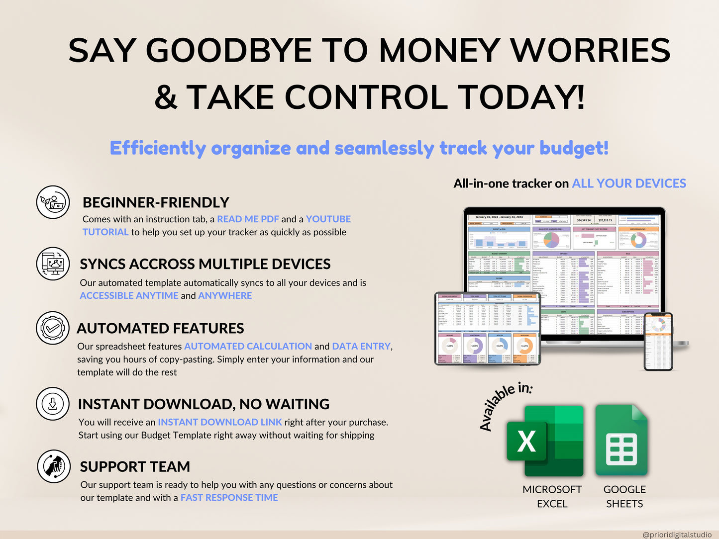 Simple Budget Planner for Google Sheets Paycheck Budget Spreadsheet Excel Budget Template Weekly Budget Biweekly Income and Expense Tracker Paycheck Budget