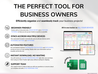 Project Management Tool for Small Business Project Planner Task Tracker To-Do List Template Gantt Chart Business Planner Kanban Board Excel Google Sheets