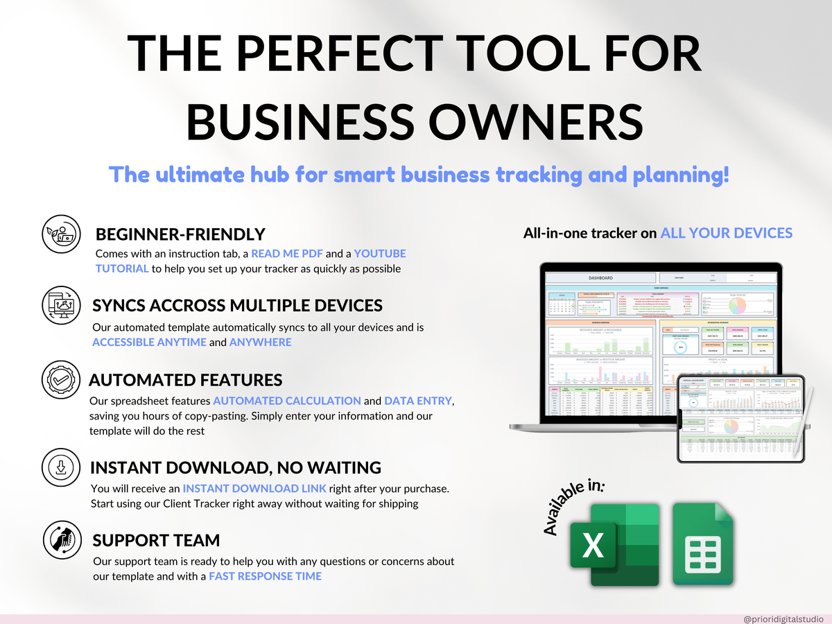 All-in-One Handmade Business Tracker Spreadsheet Template | Priori ...