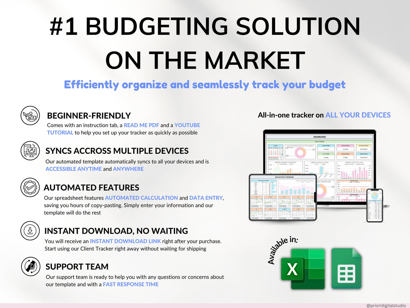 Paycheck Budget Spreadsheet Weekly Budget Monthly Budget Biweekly Bill Tracker Debt Tracker Financial Planner Google Sheets Excel Template