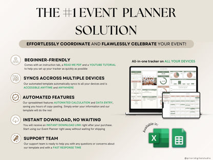 Event Planner Spreadsheet Party Planning Spreadsheet Google Sheets Excel Budget Tracker Bridal Shower Organizer Baby Shower Planner Template