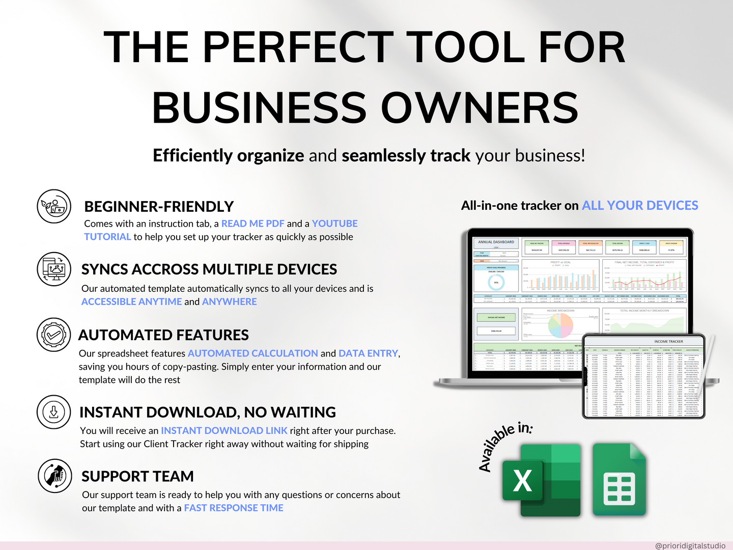 Small Business Bundle Bookkeeping Inventory Tracker Order Tracker Product Handmade Pricing Calculator Smart Bill Calendar Google Sheet Excel